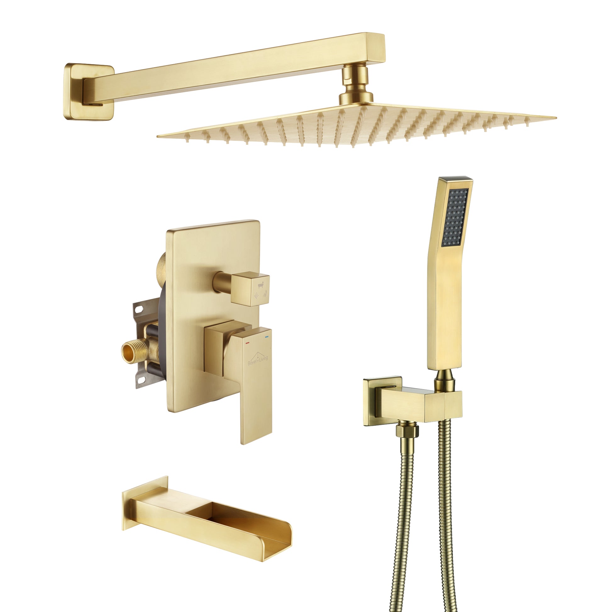 10-inch/12-inch Wall Mounted Rain Shower System with Handheld & Tub Filler