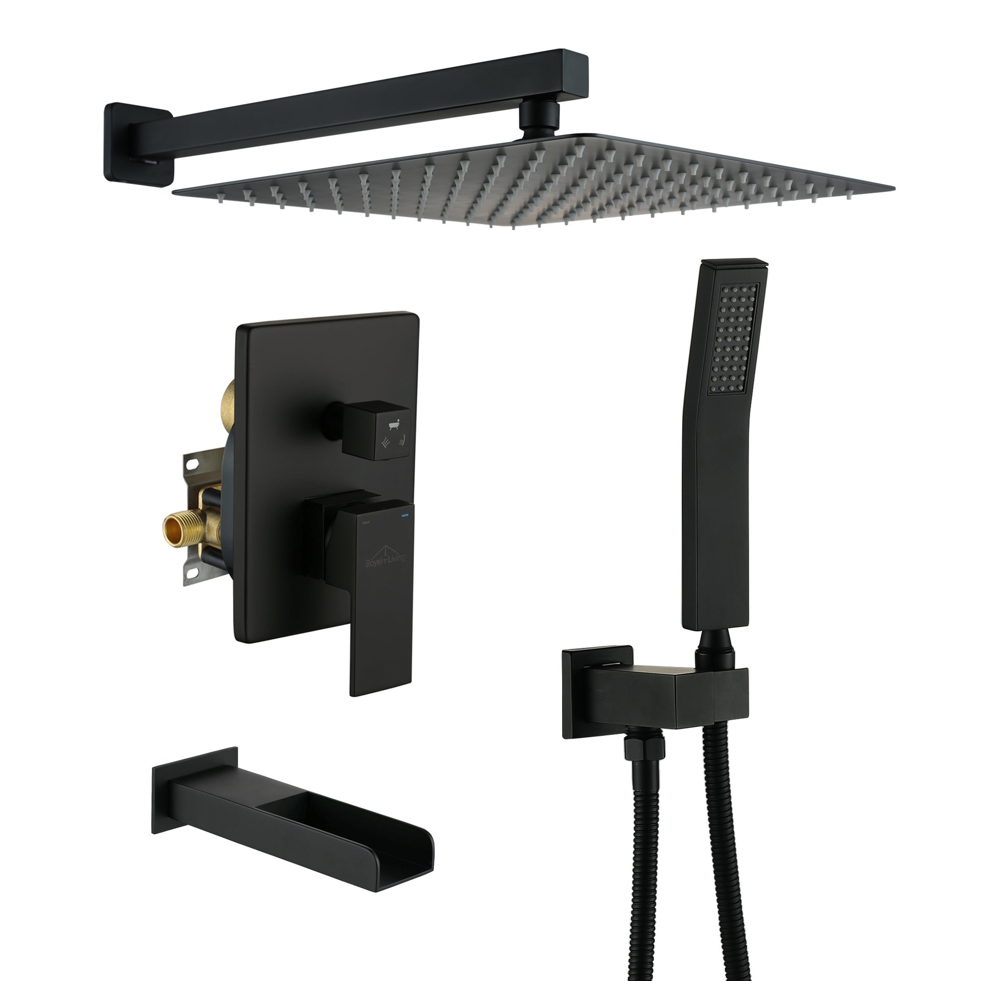 10-inch/12-inch Wall Mounted Rain Shower System with Handheld & Tub Filler
