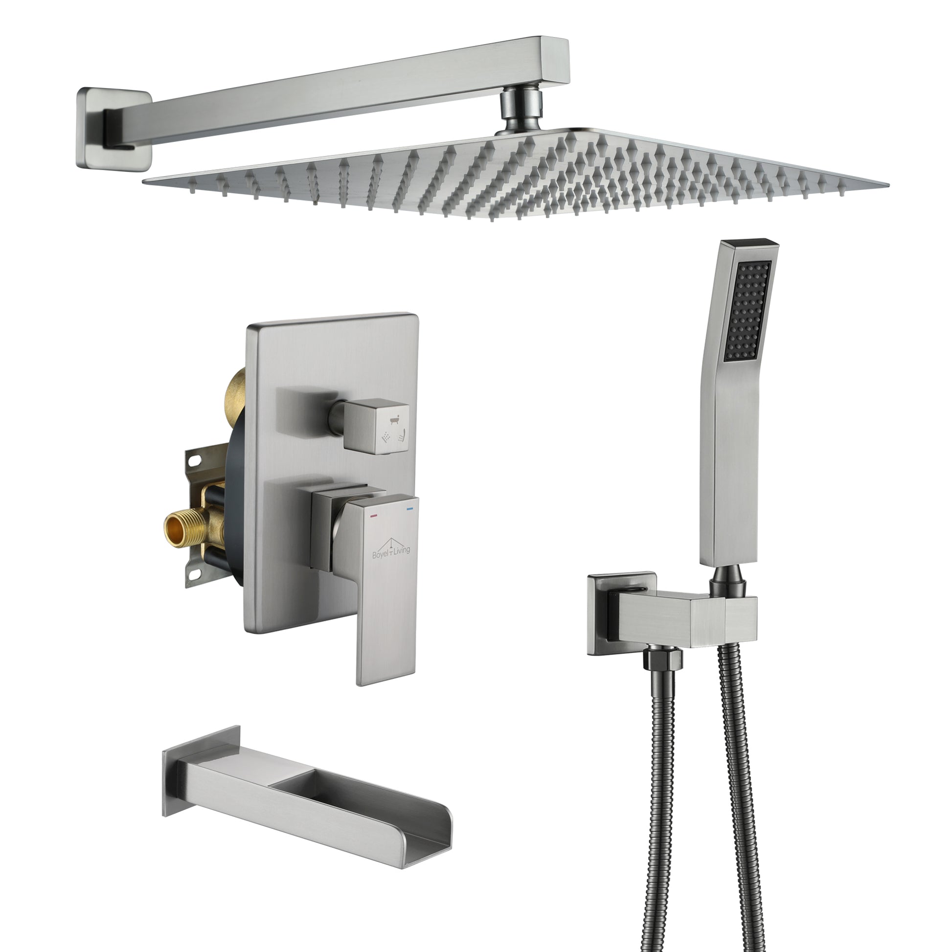 10-inch/12-inch Wall Mounted Rain Shower System with Handheld & Tub Filler