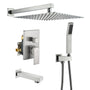 12-inch Wall Mounted 3-Function Shower System with Tub Spout