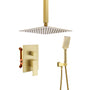 10" Brushed Gold Shower System Wall/Ceiling Mount Rain Shower System
