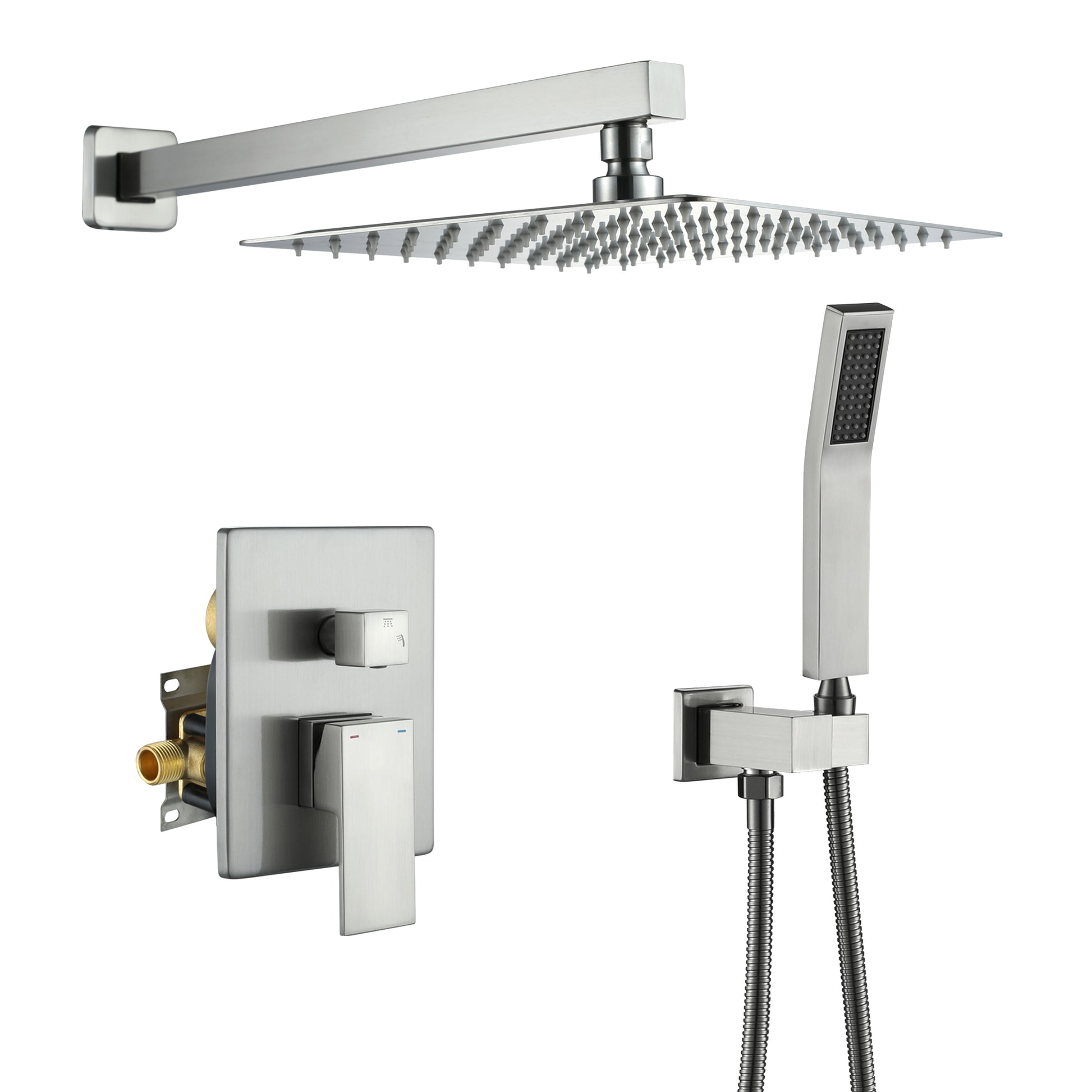 10in/12in Wall-Mount Rain Shower System with Handheld Shower