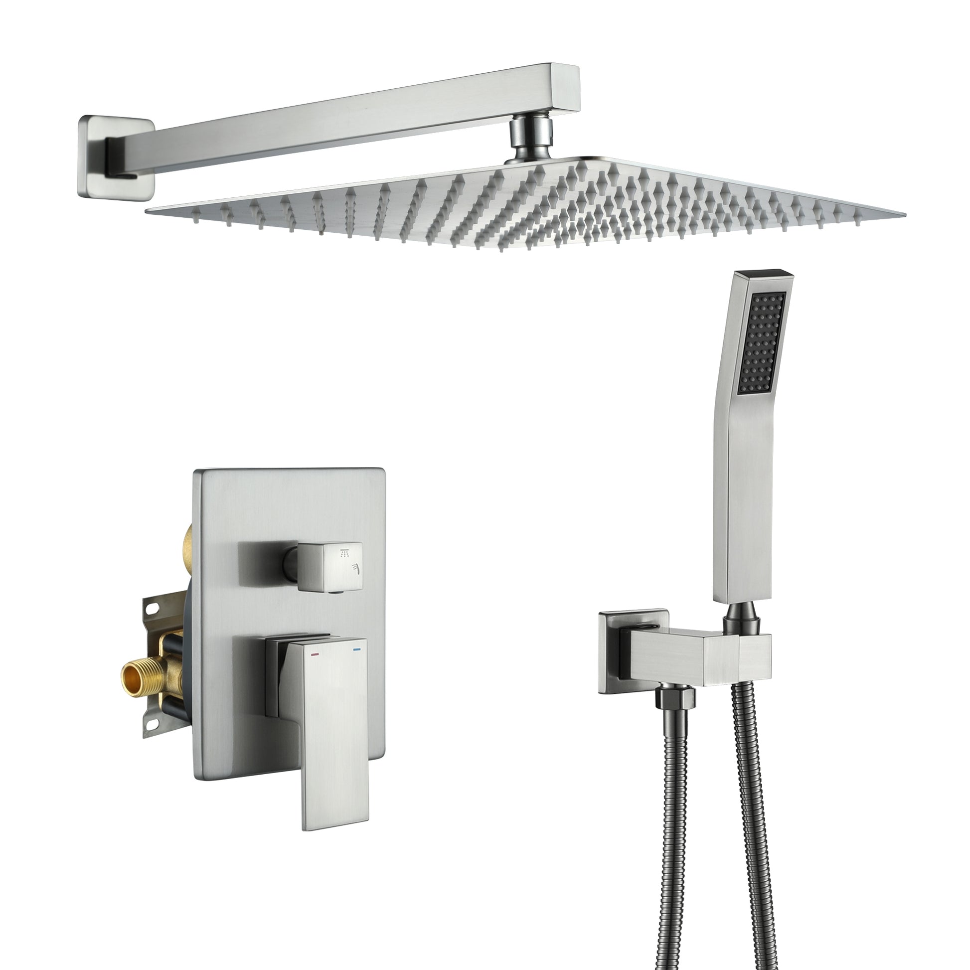 10in/12in Wall-Mount Rain Shower System with Handheld Shower