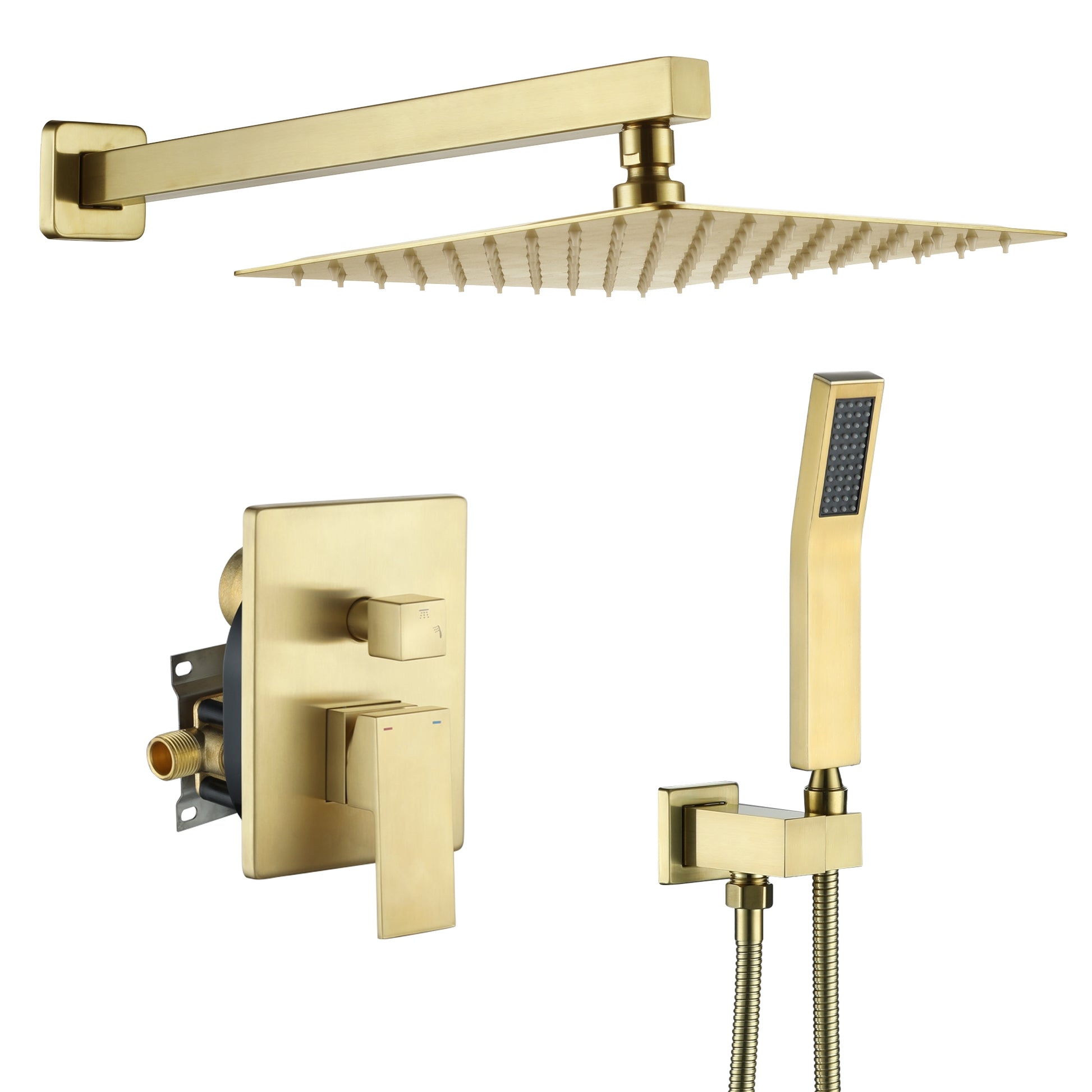 10in/12in Wall-Mount Rain Shower System with Handheld Shower