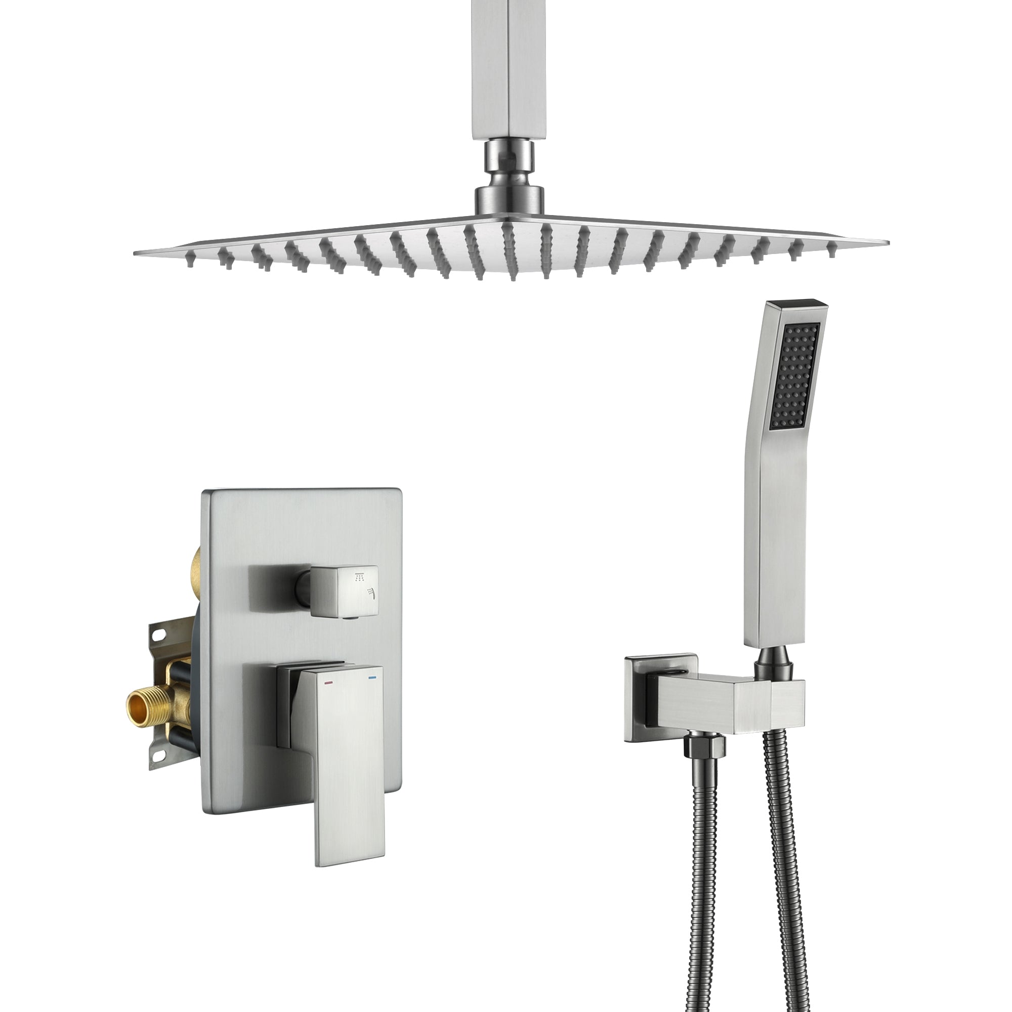 10-inch Ceiling-Mount 2-Function Shower System with Hand Shower