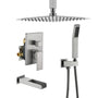 10-inch Ceiling-Mount 3-Function Shower System with Waterfall Tub Spout