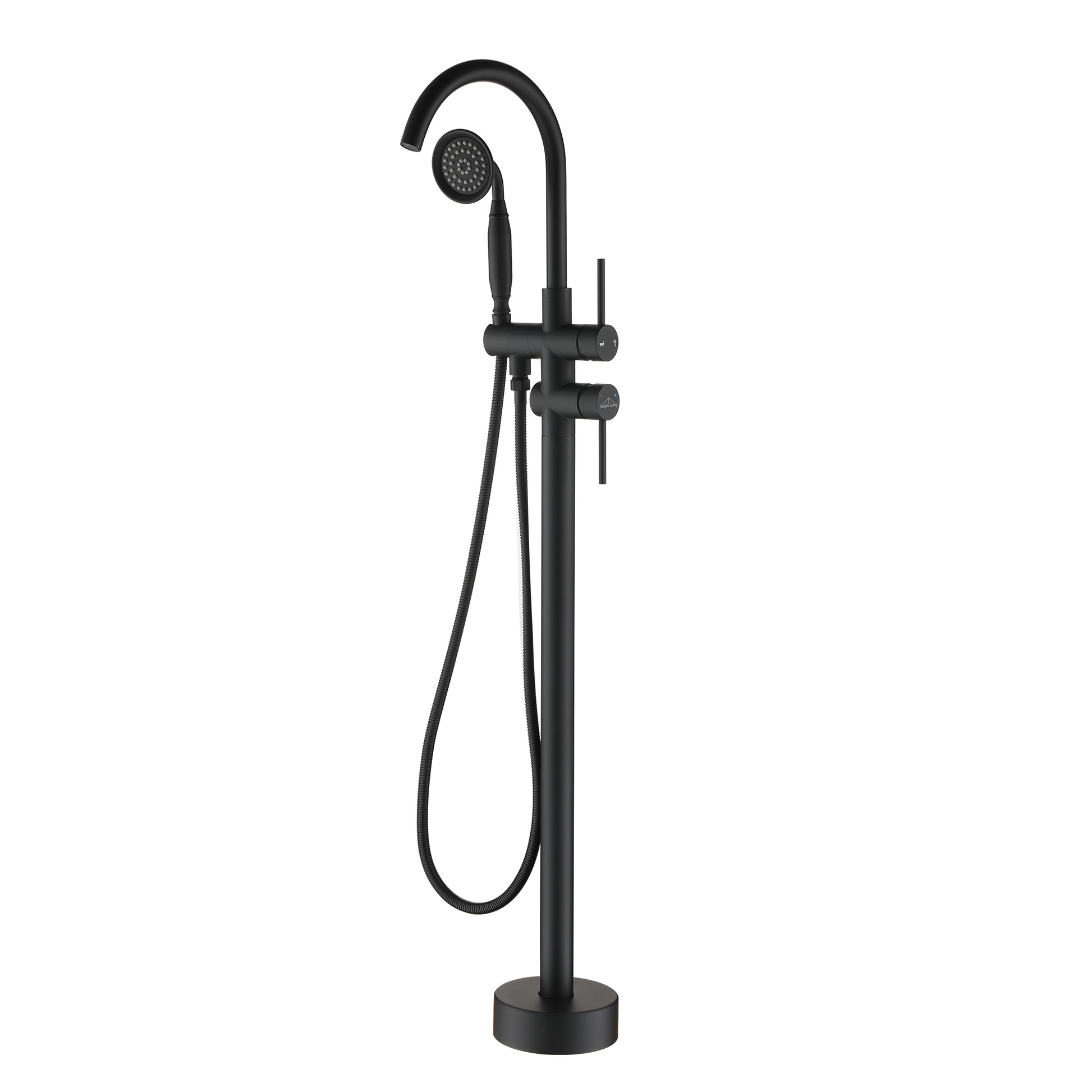 Freestanding Bathtub Faucet with Handheld Shower & Double Handles