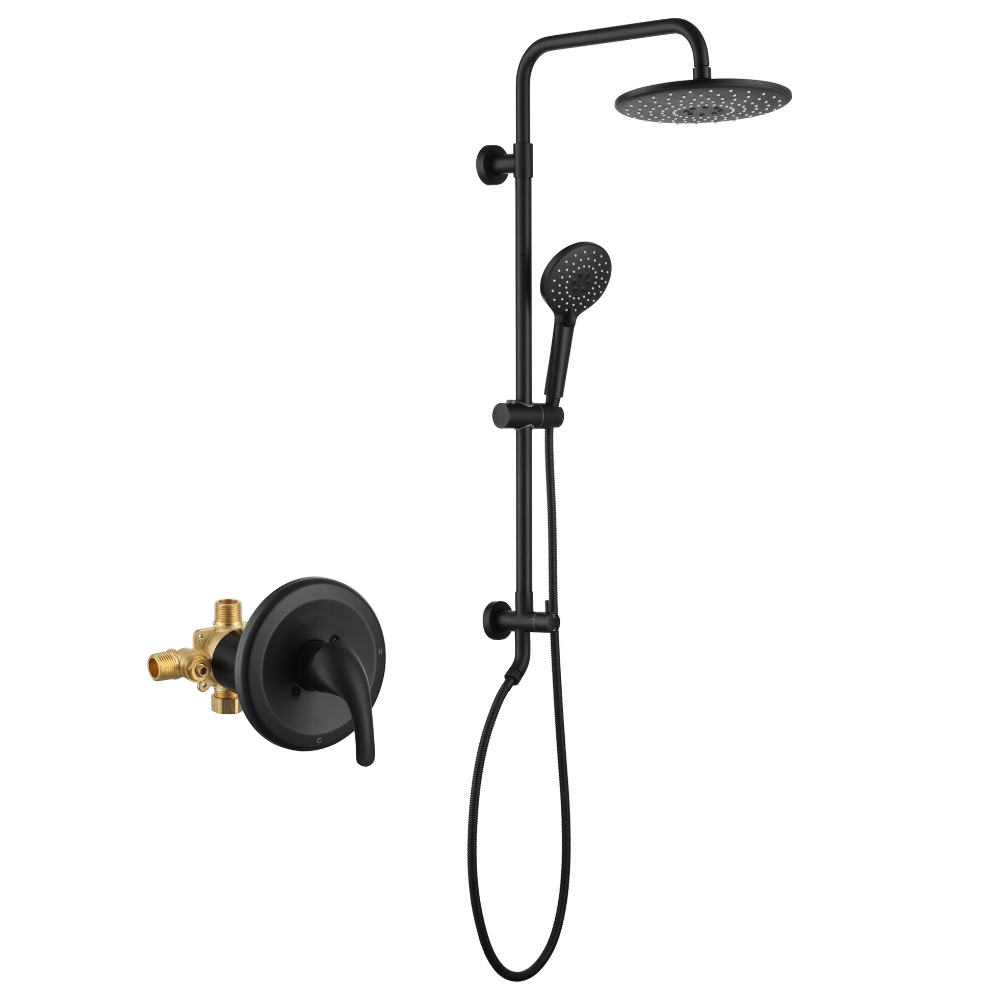 10-inch Wall-Mount Dual Shower Head System with 3-Spray Hand Shower