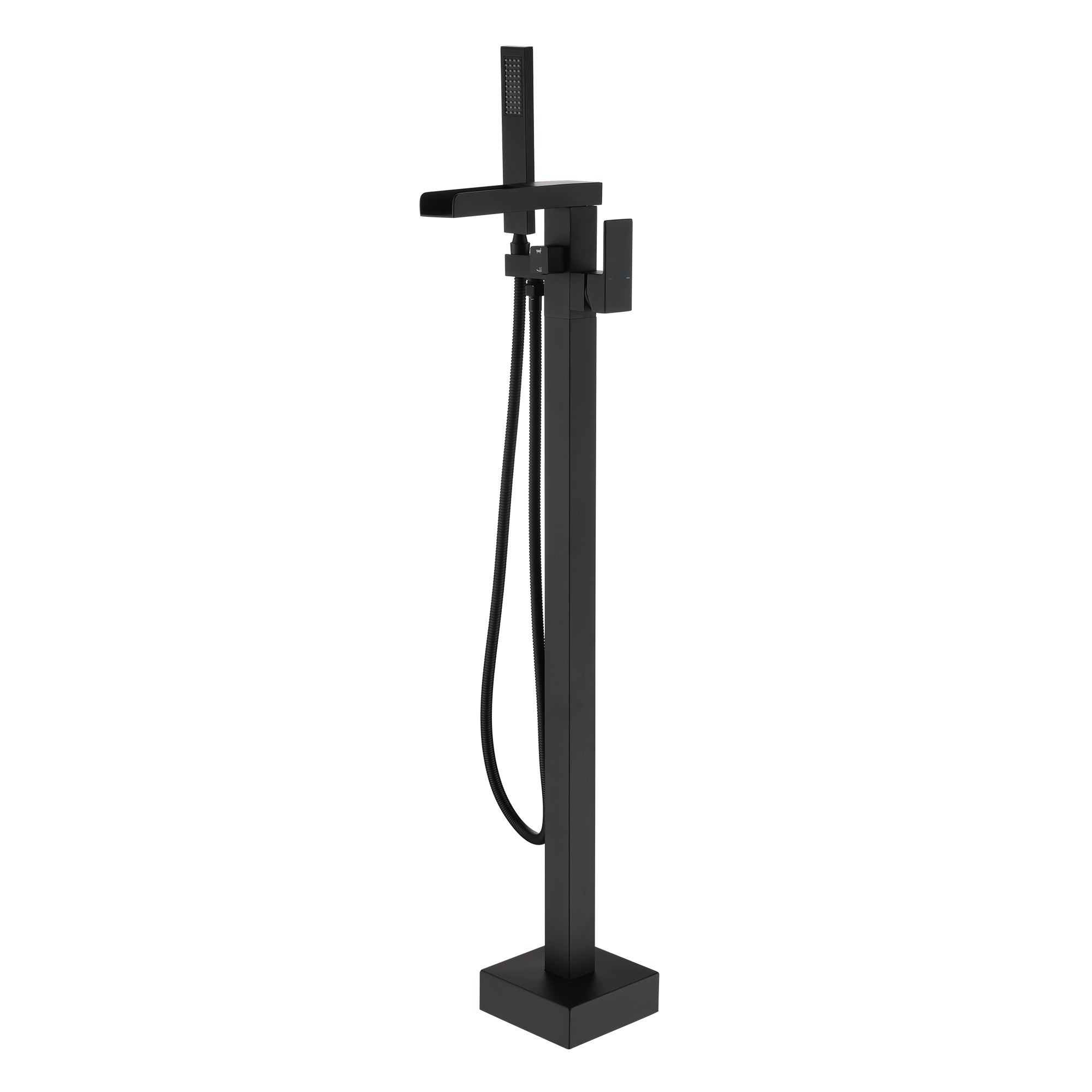 Single-Handle Freestanding Waterfall Bathtub Faucet with Handheld Shower