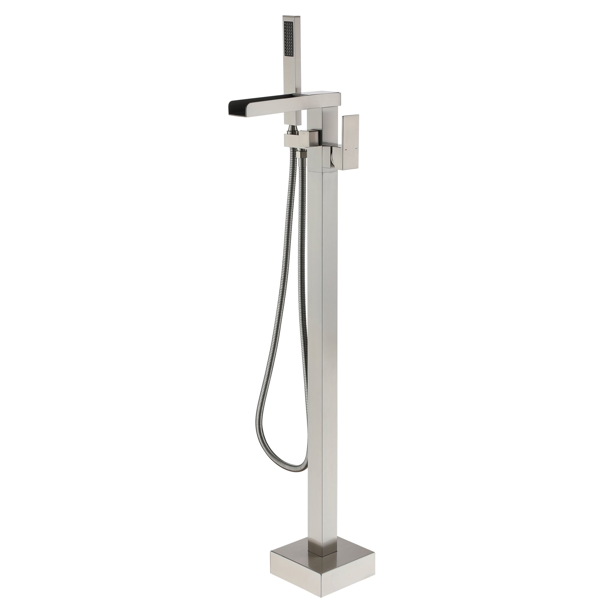 Single-Handle Freestanding Waterfall Bathtub Faucet with Handheld Shower
