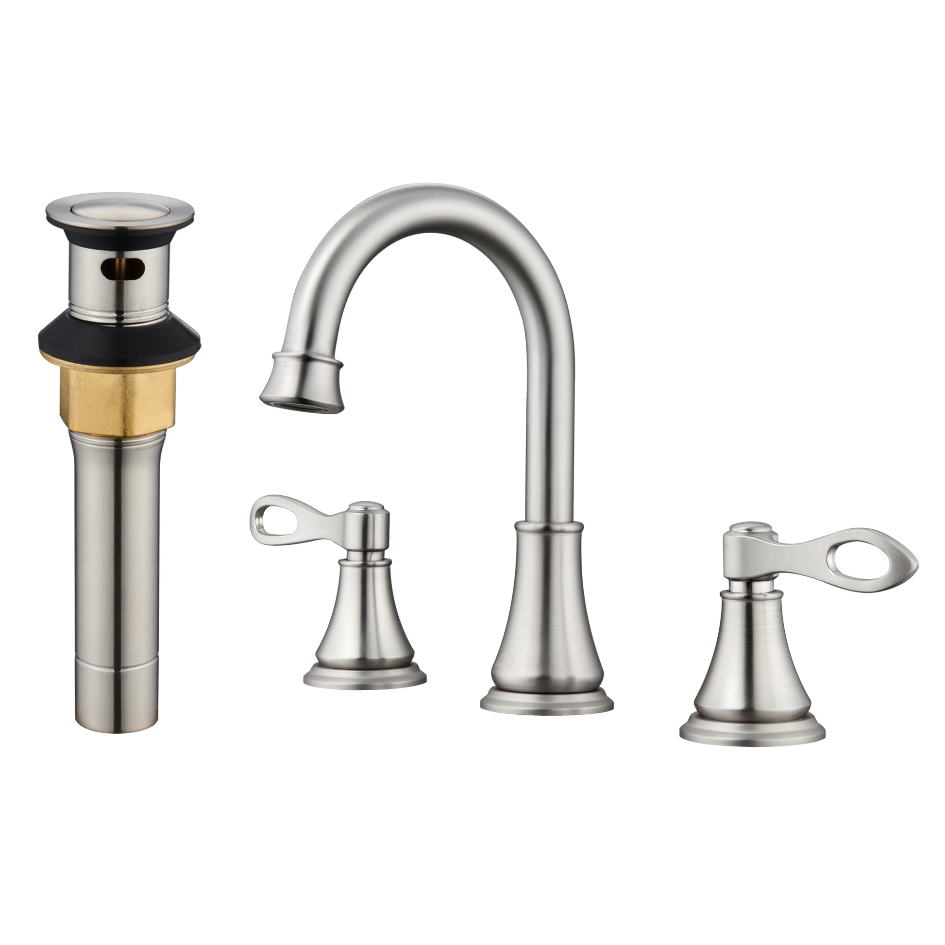 Casainc 8" Brass Bathroom Sink Faucet 3 Hole Gold Bathroom Faucet  2 Handle Gold Faucet for Bathroom Sink with Pop-up Drain Assembly Widespread Vanity Faucets