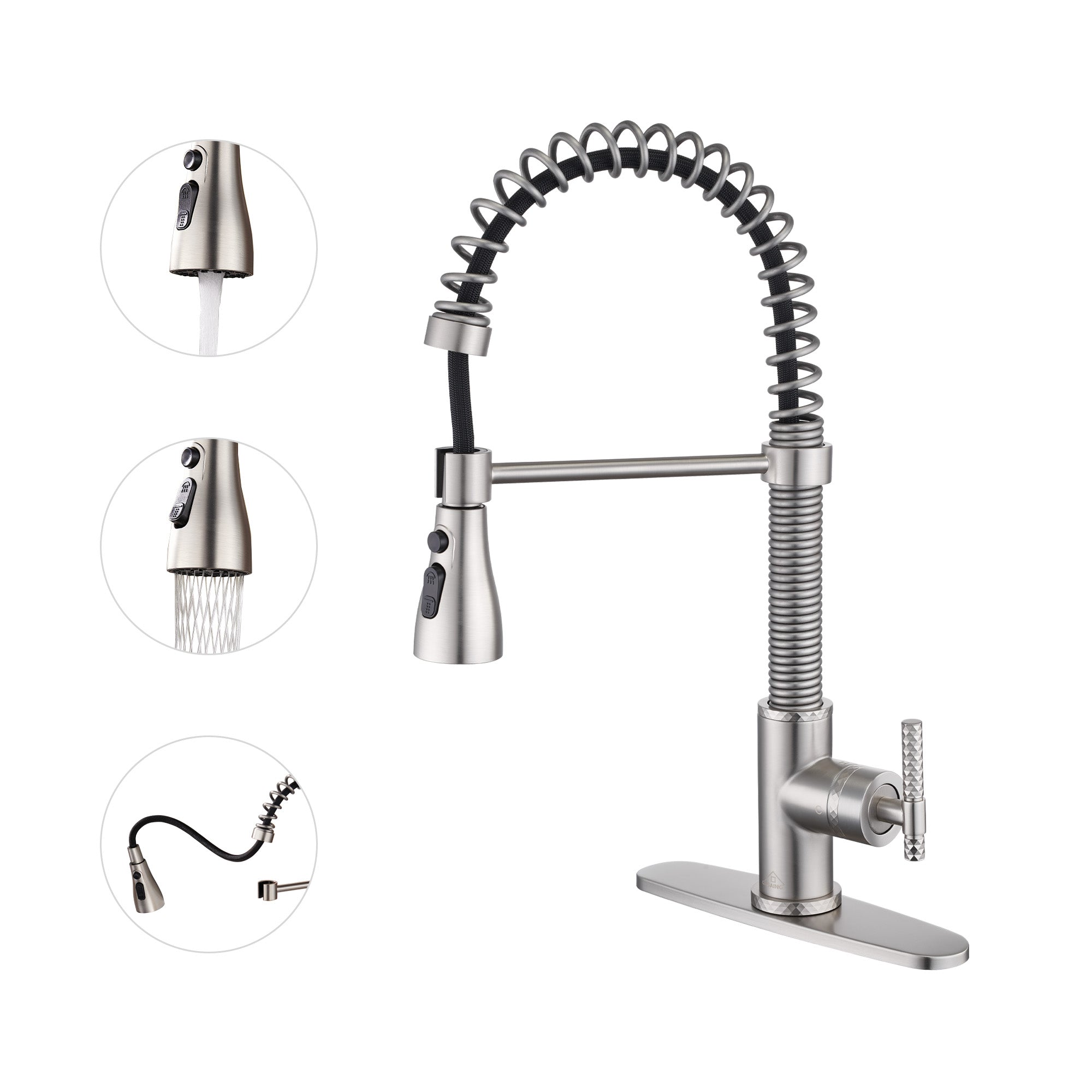  Pull-Down Sprayer Kitchen Faucet with 360° Swivel, Three Functions for Effortless Cooking and Cleaning