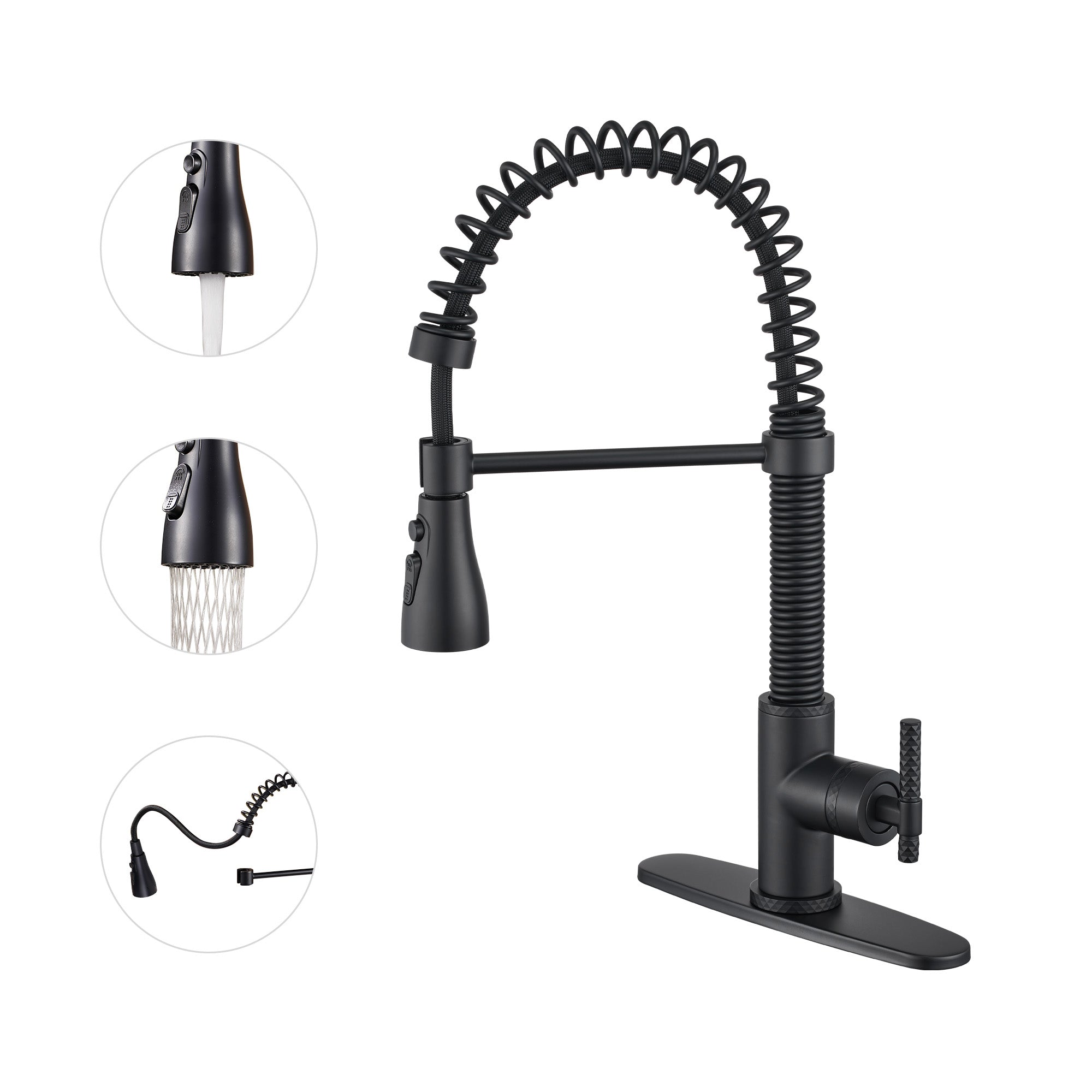  Pull-Down Sprayer Kitchen Faucet with 360° Swivel, Three Functions for Effortless Cooking and Cleaning