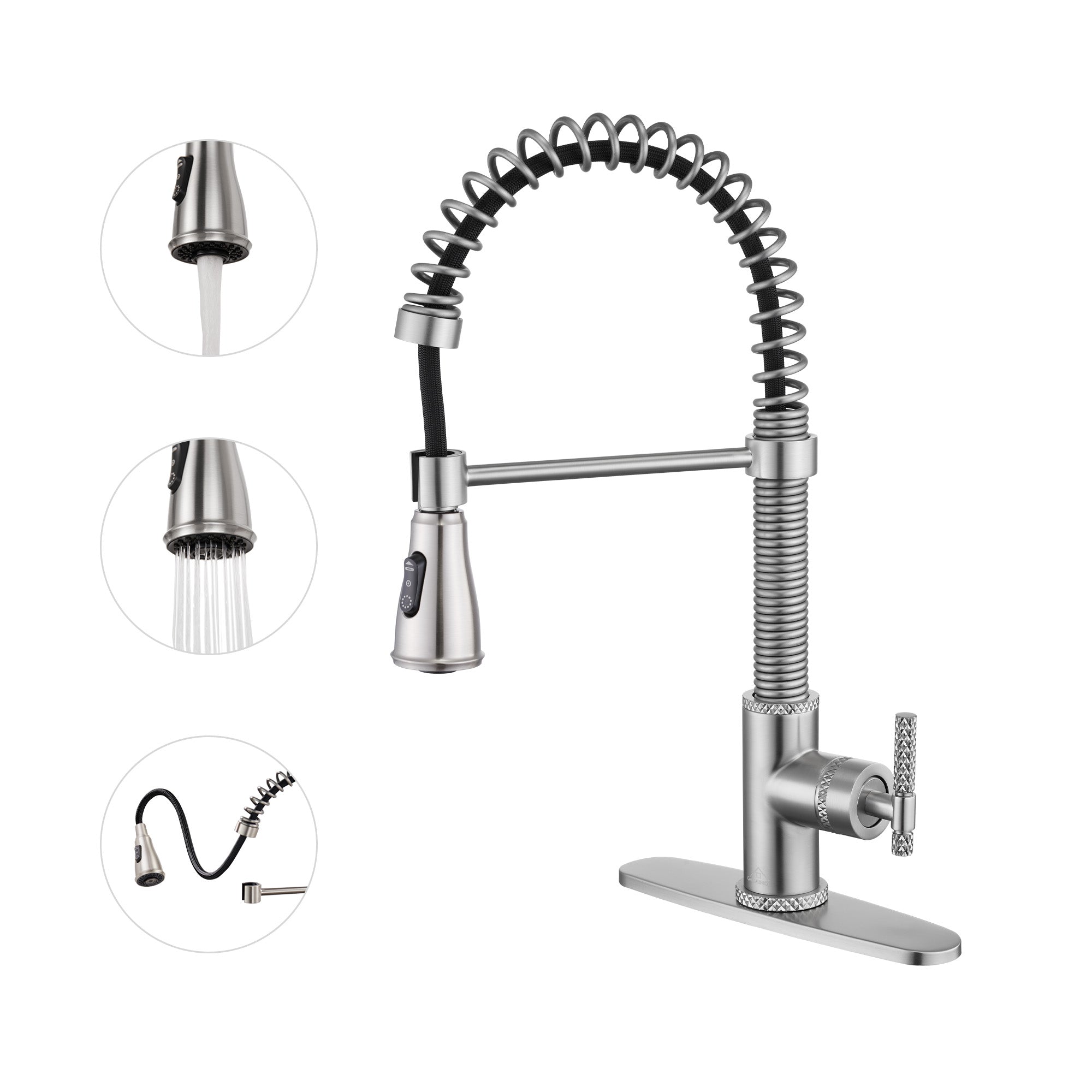 Pull-Down Sprayer Single Handle Kitchen Faucet 360° Swivel, Three Functions for Effortless Cooking and Cleaning