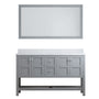 CASAINC Bathroom Vanity 60 x 22 x 35.4 with 1.2" Thickness Countertop & Backsplash, Bothe Side Rectangular Sink, 4 Soft Closing Doors, 2 Dove Tail Drawer Construction, Soft Close Drawer Hinges, Gray, White (With Mirror)