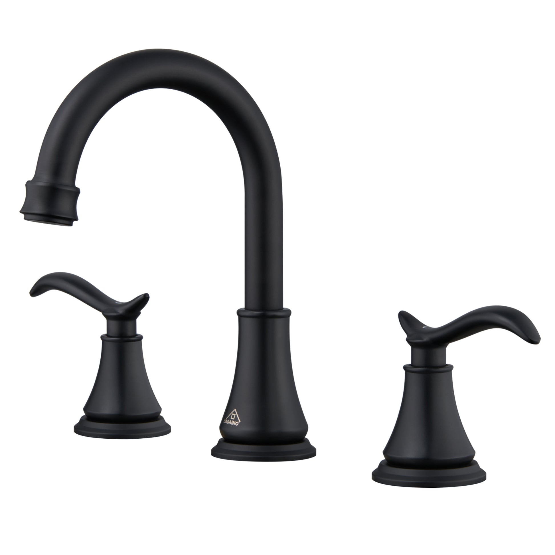 Casainc 8" Brass Bathroom Sink Faucet 2 Handle 3 Hole Gold Bathroom Faucet for Bathroom Sink with Pop-up Drain Assembly Widespread Vanity Faucets 360° Swivel Spout