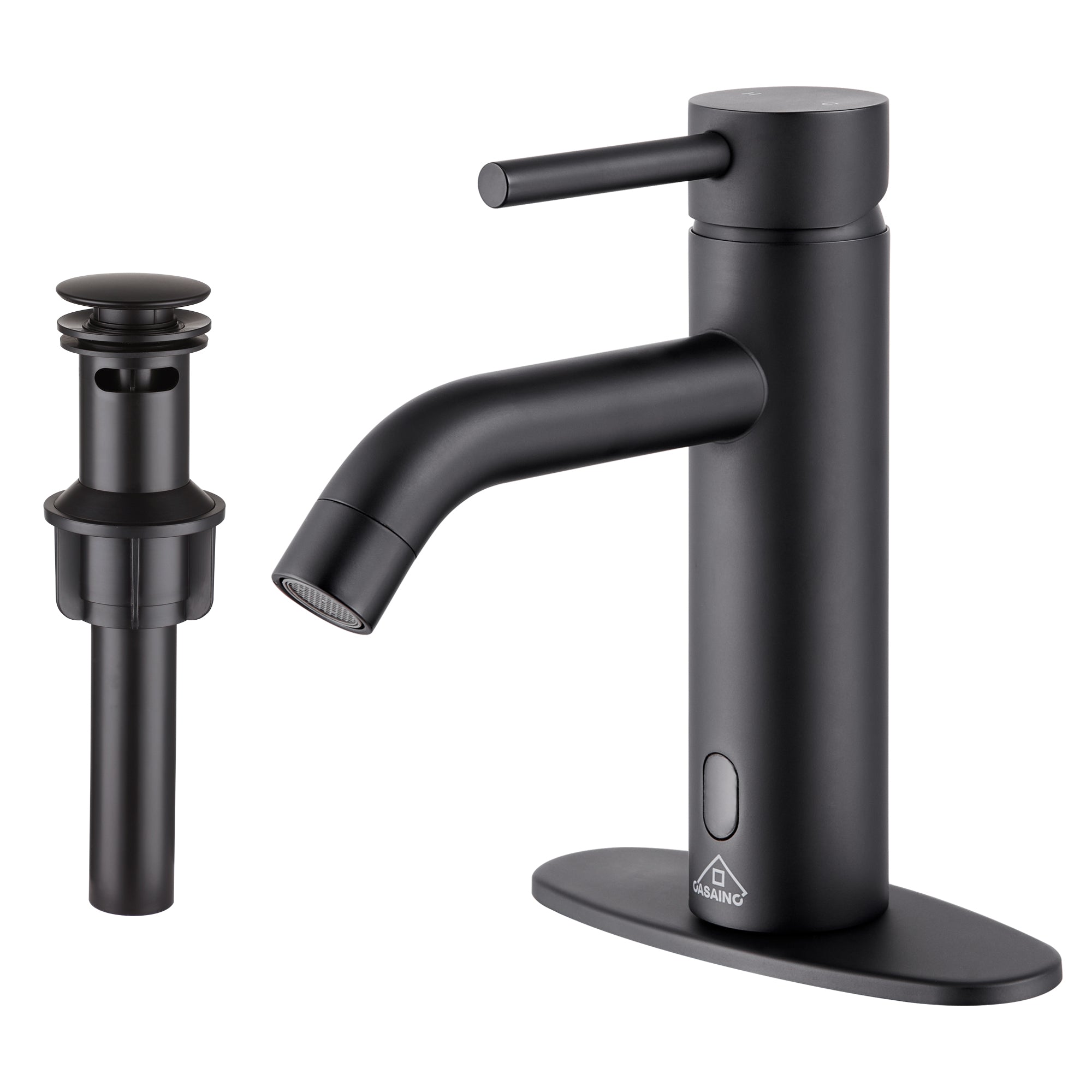Single Handle Bathroom Basin Faucet with Pop-Up Drain, Infrared Sensor, Modern Design