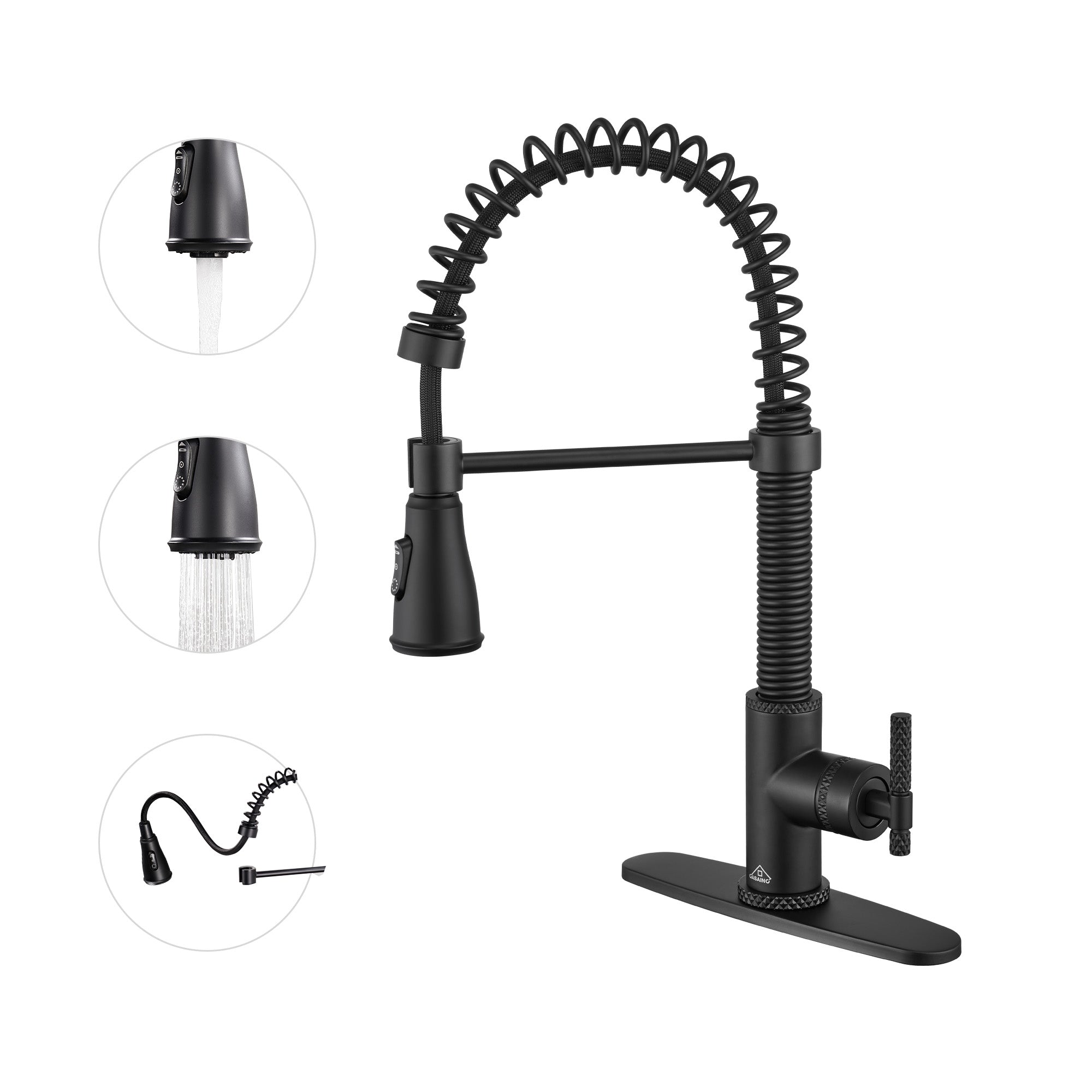 Pull-Down Sprayer Single Handle Kitchen Faucet 360° Swivel, Three Functions for Effortless Cooking and Cleaning