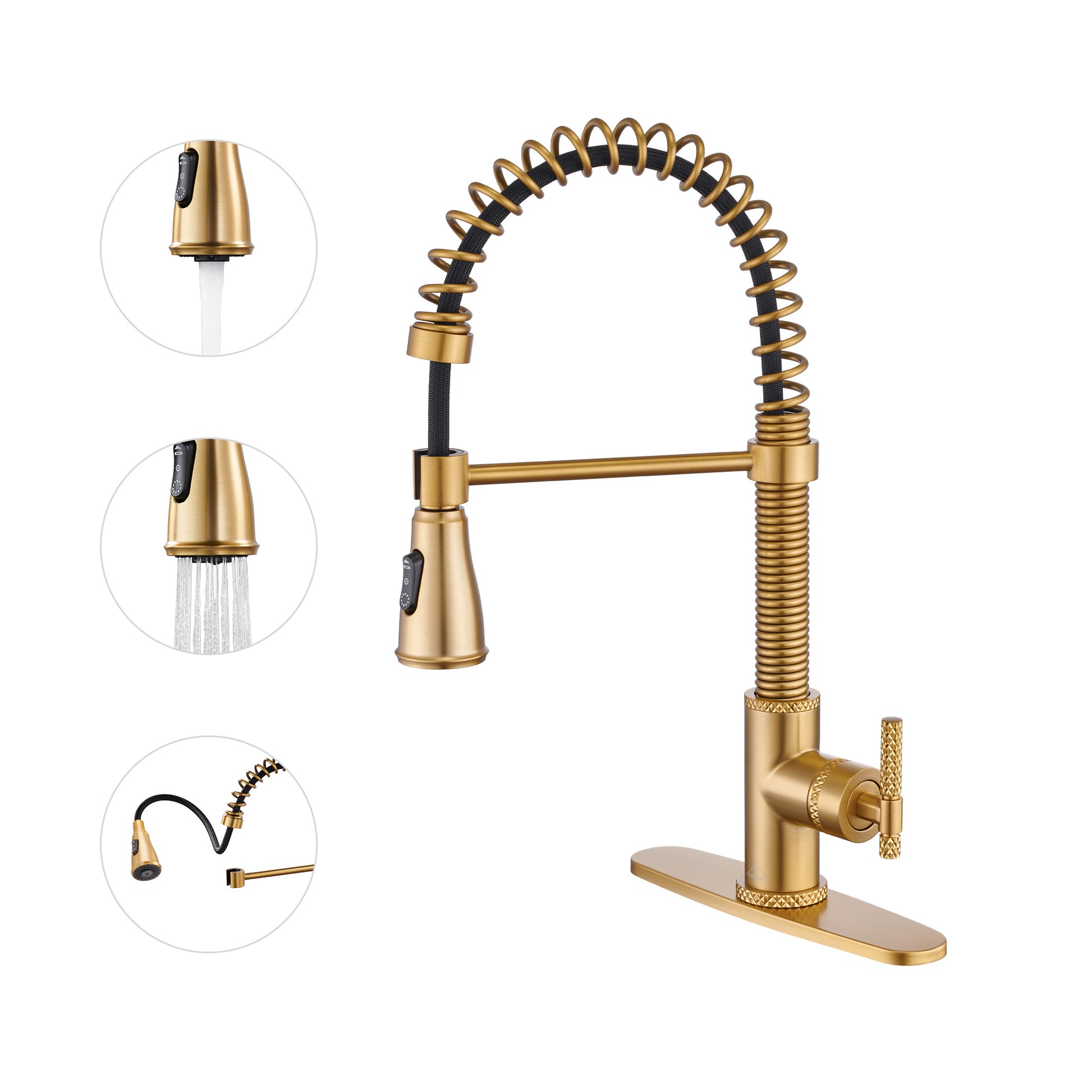 Pull-Down Sprayer Single Handle Kitchen Faucet 360° Swivel, Three Functions for Effortless Cooking and Cleaning