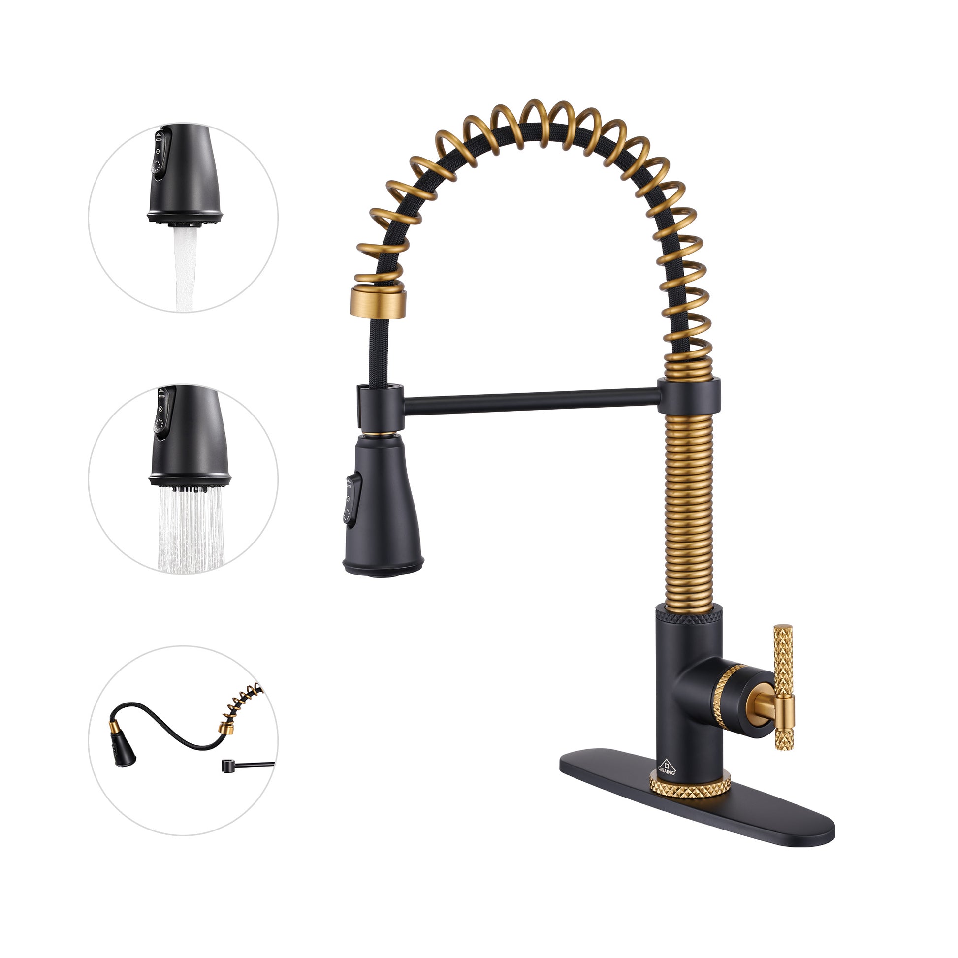 Pull-Down Sprayer Single Handle Kitchen Faucet 360° Swivel, Three Functions for Effortless Cooking and Cleaning