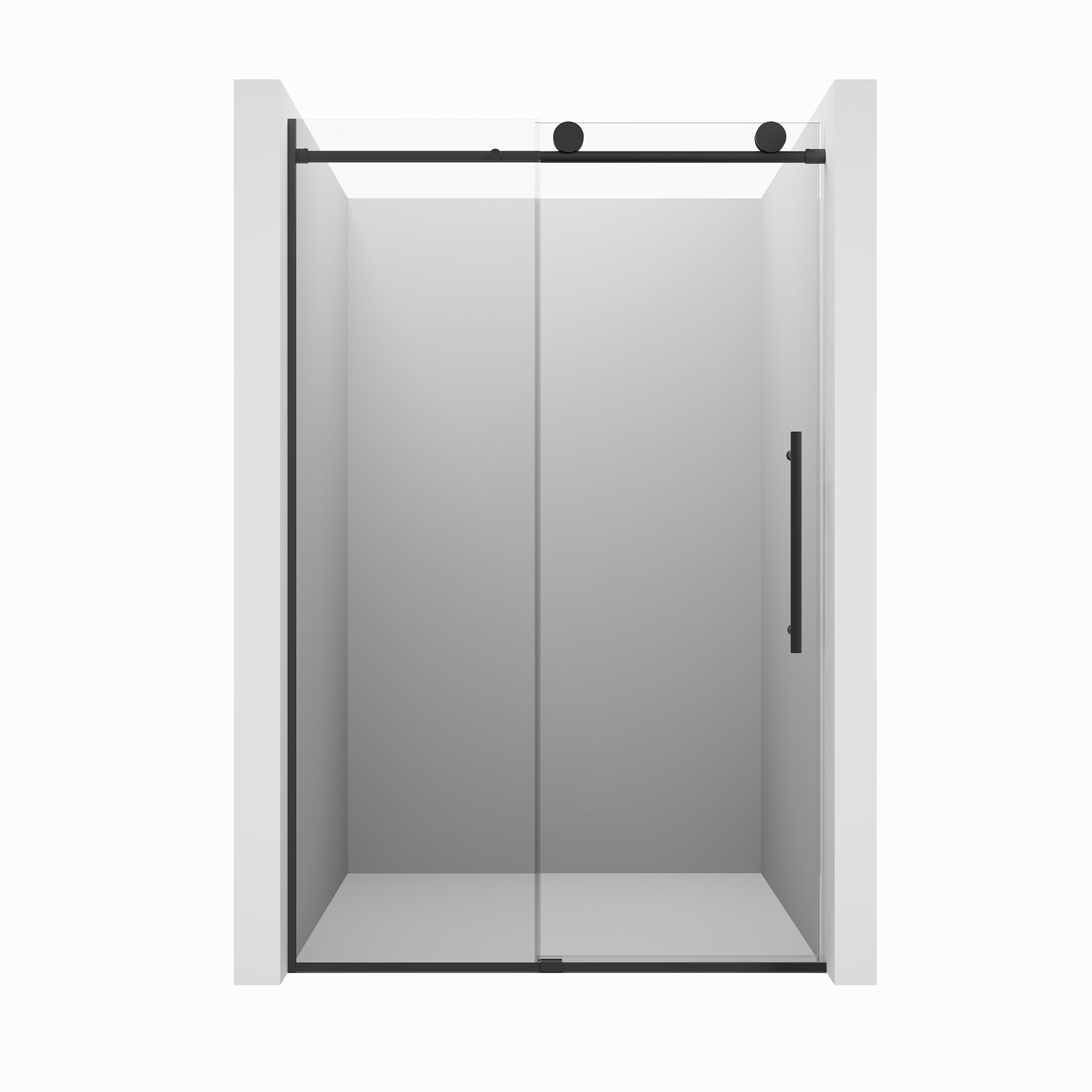 48"x76" Frameless Laminated Layer Glass Shower Door with Cushioned Single Slide Enclosure in Brushed Nickel/Chrome/Matte Black/Brushed Gold