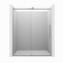 60"x76" Frameless Shower Door with Single Slide and Cushioned Enclosure in Chrome/Brushed Gold