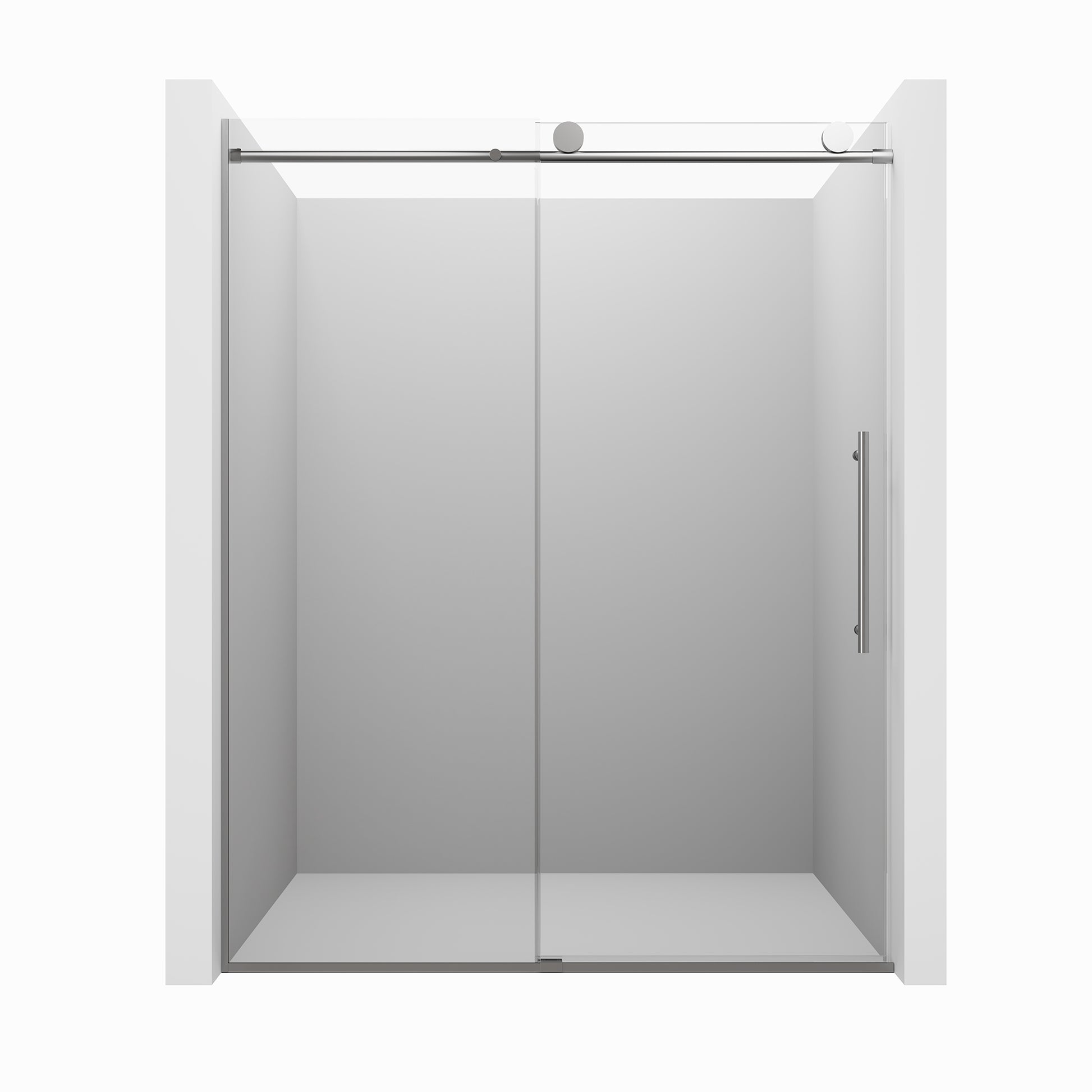 60"x76" Frameless Shower Door with Single Slide and Cushioned Enclosure in Chrome/Brushed Gold