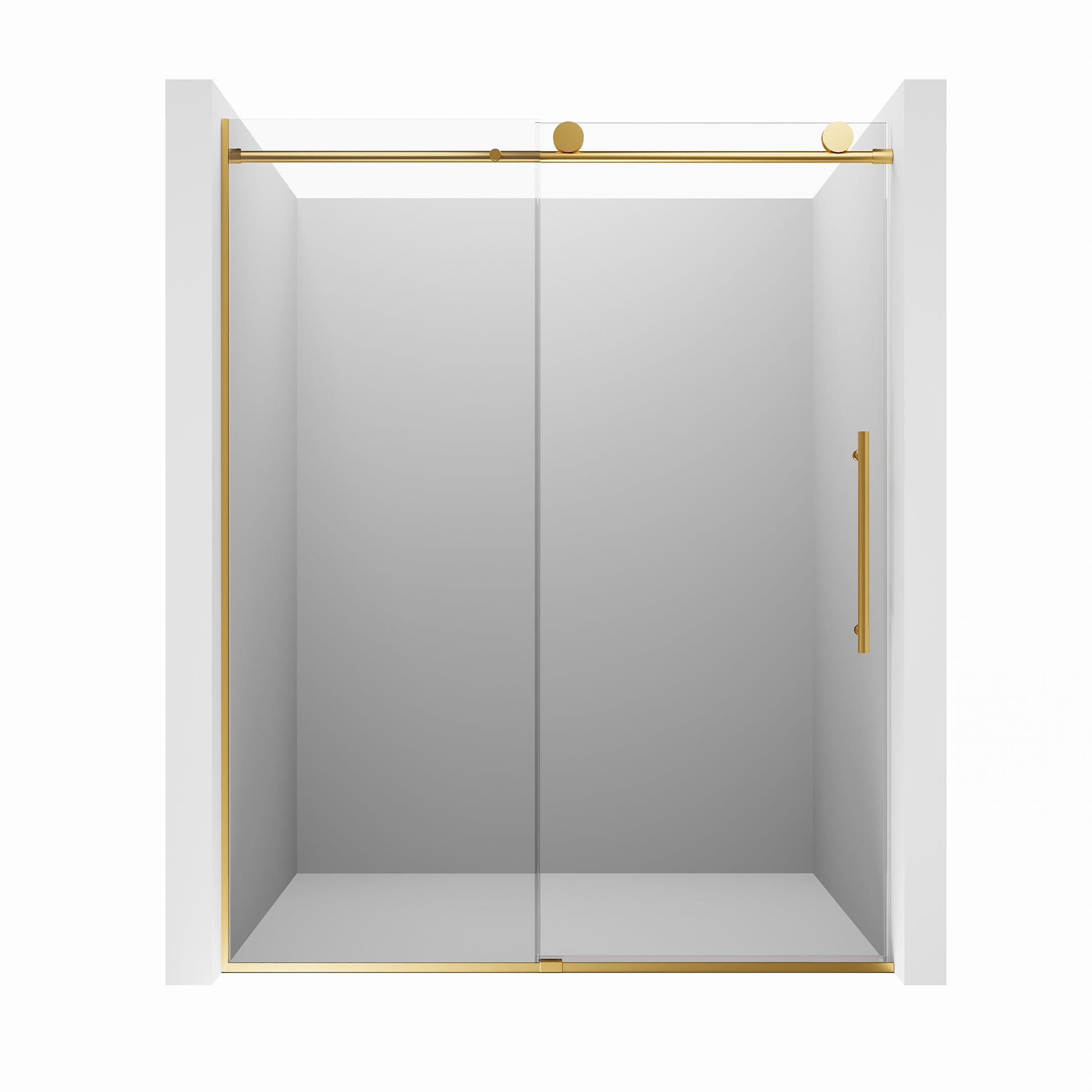 60"x76" Frameless Shower Door with Single Slide and Cushioned Enclosure in Chrome/Brushed Gold