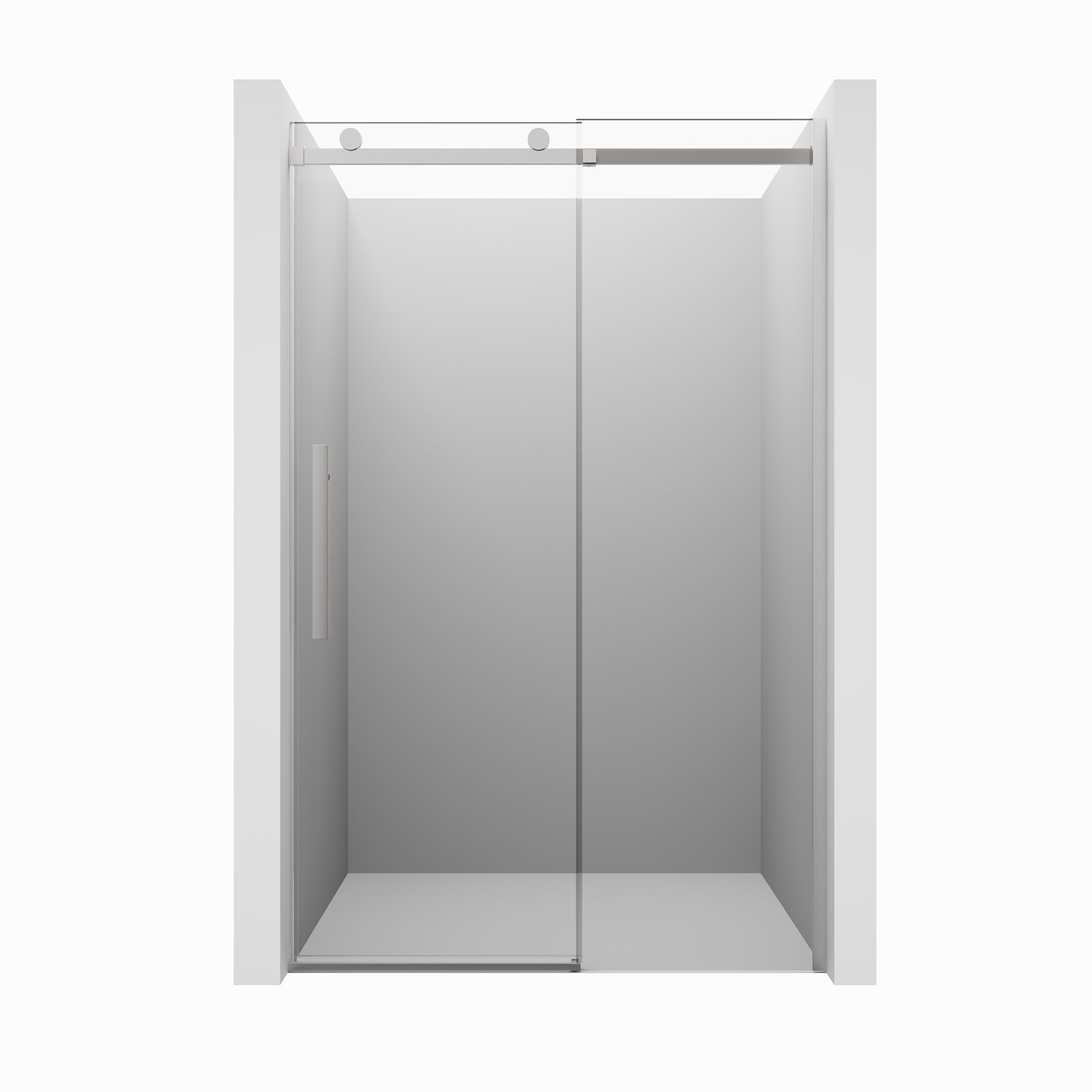48"x76" Frameless Shower Door with Cushioned Single Slide, SGCC-Certified Tempered Shower Glass Door in Matte Black/Chrome/Brushed Nickel/Brushed Gold