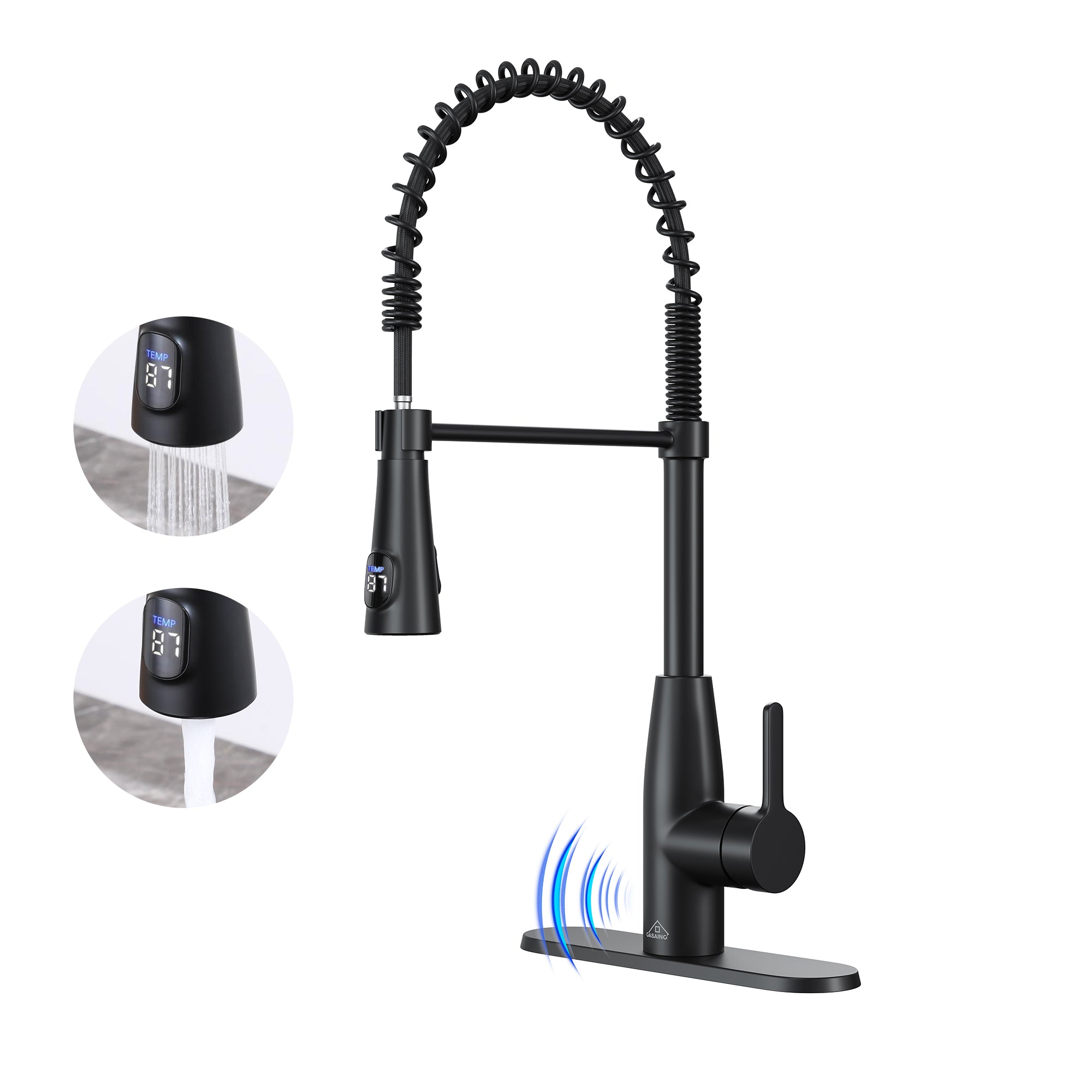 Touchless Kitchen Faucet with Digital Temperature Display