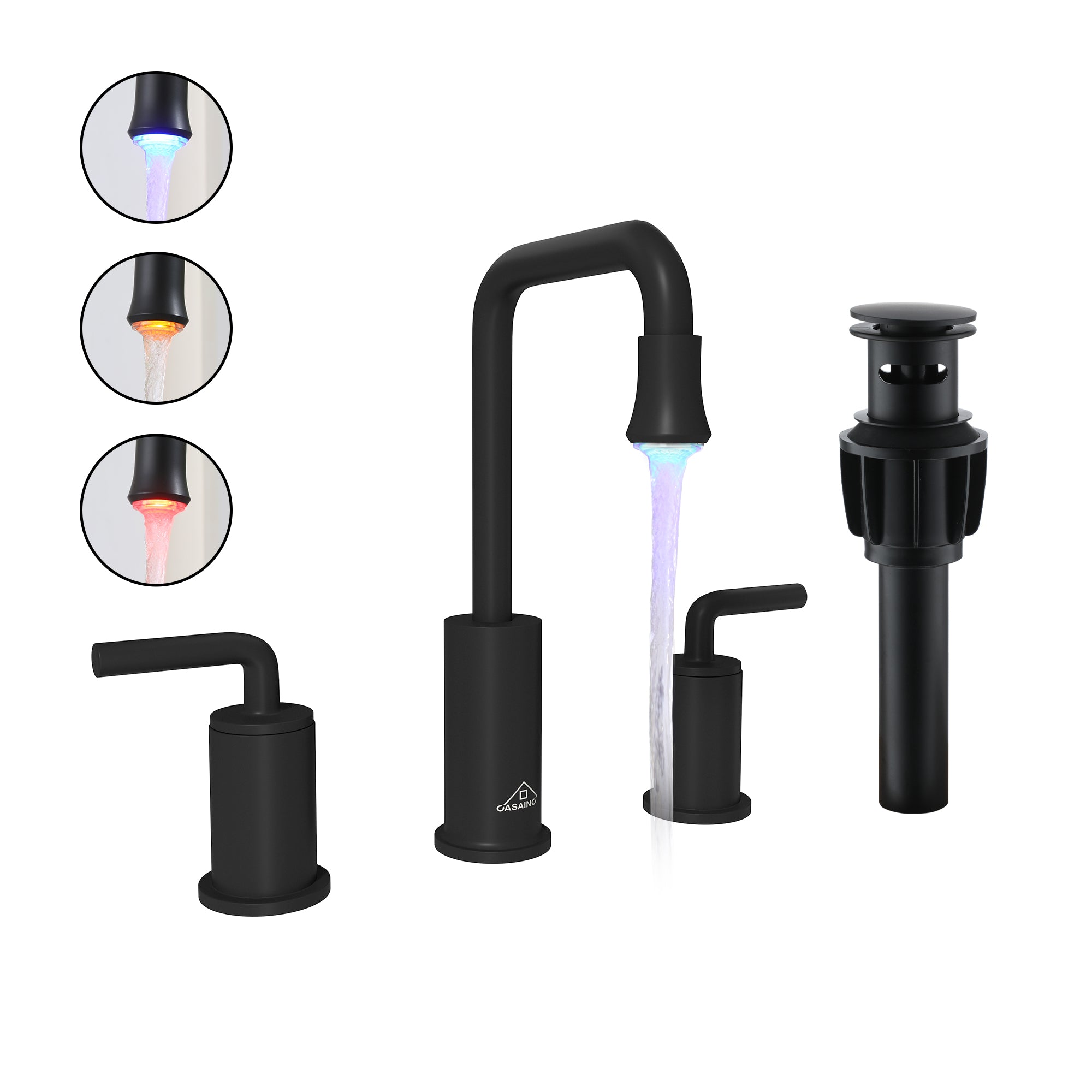 8-Inch Bathroom Sink Faucet with LED Temperature-Responsive
