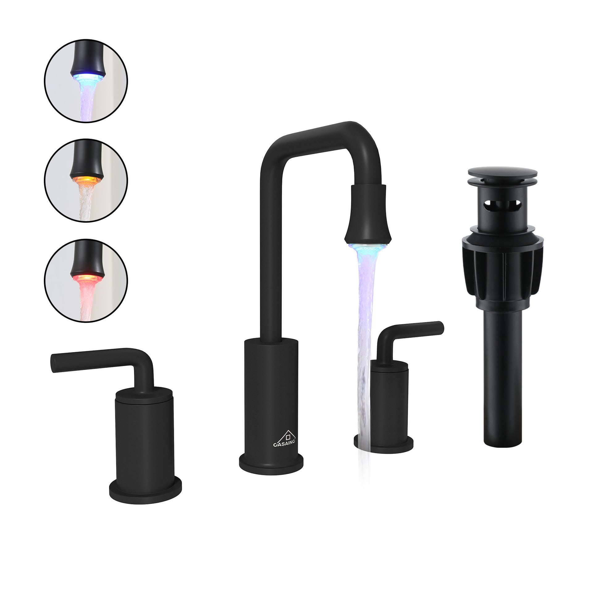8-Inch Bathroom Sink Faucet with LED Temperature-Responsive