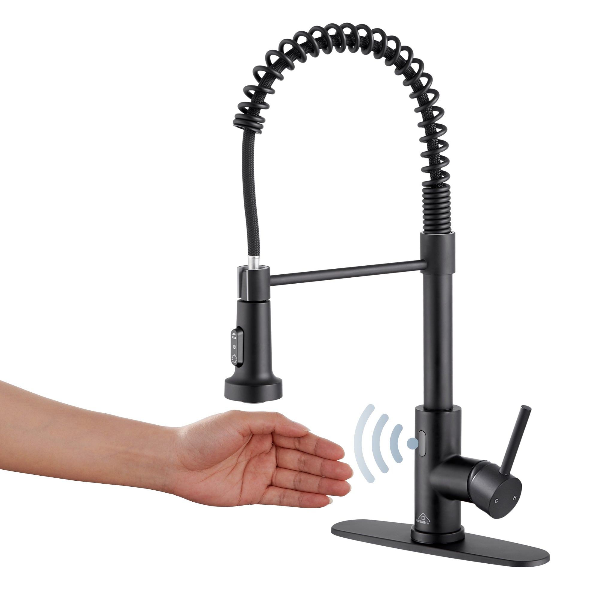 3-Mode Single Handle Pull-Down Sprayer Kitchen Faucet with Touchless Sensor and Includes Deckplate