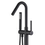 Solid Brass Floor Mount Bathtub Faucet with Hand Shower and High Arc Spout