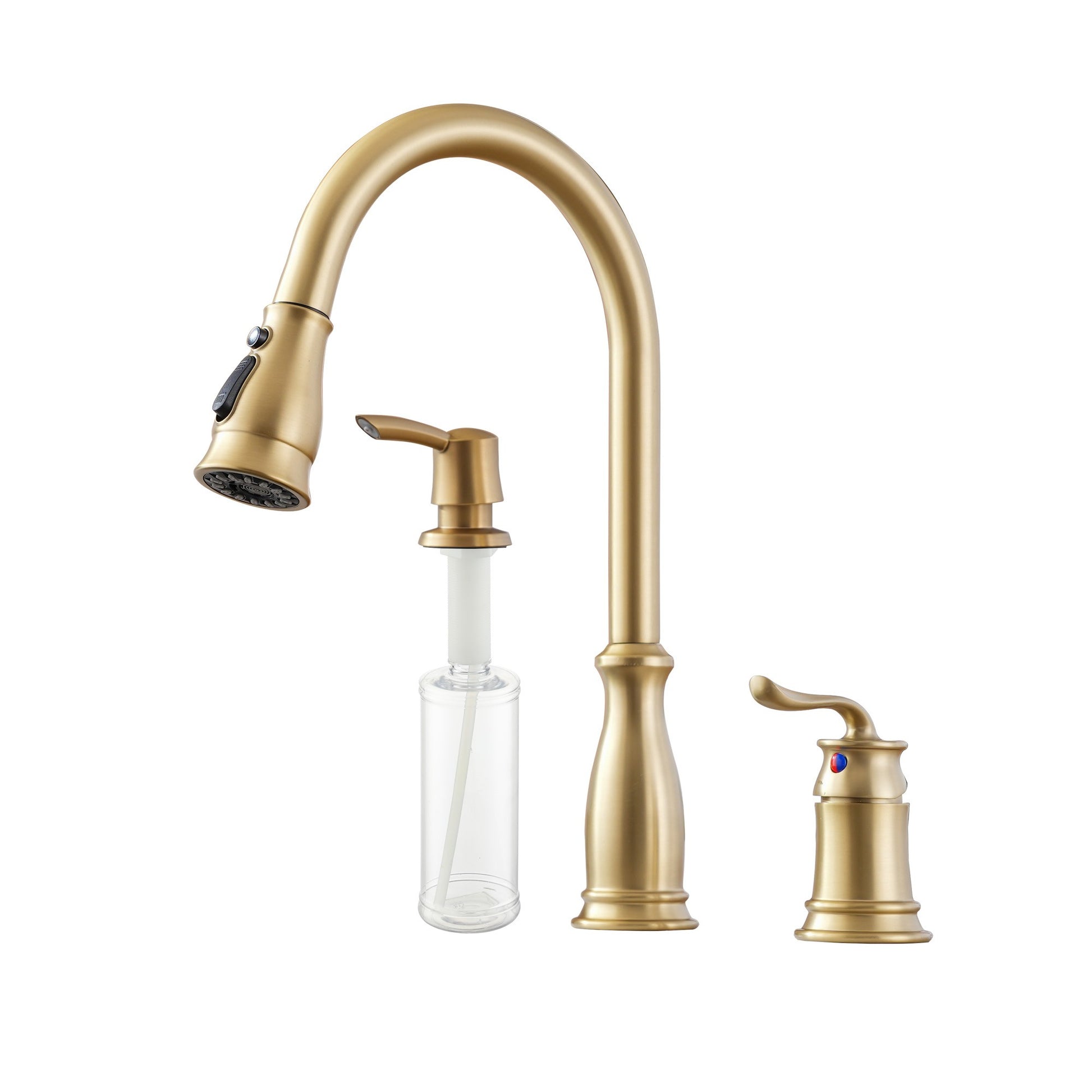 3-Spray Patterns 1.8 GPM Single Handle Pull Down Sprayer Kitchen Faucet with Soap Dispenser