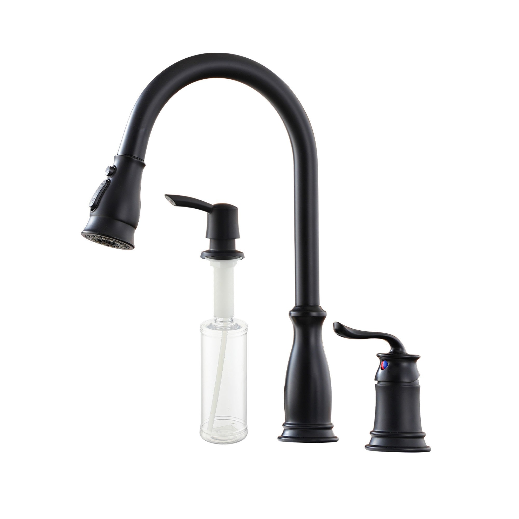 3-Spray Patterns 1.8 GPM Single Handle Pull Down Sprayer Kitchen Faucet with Soap Dispenser