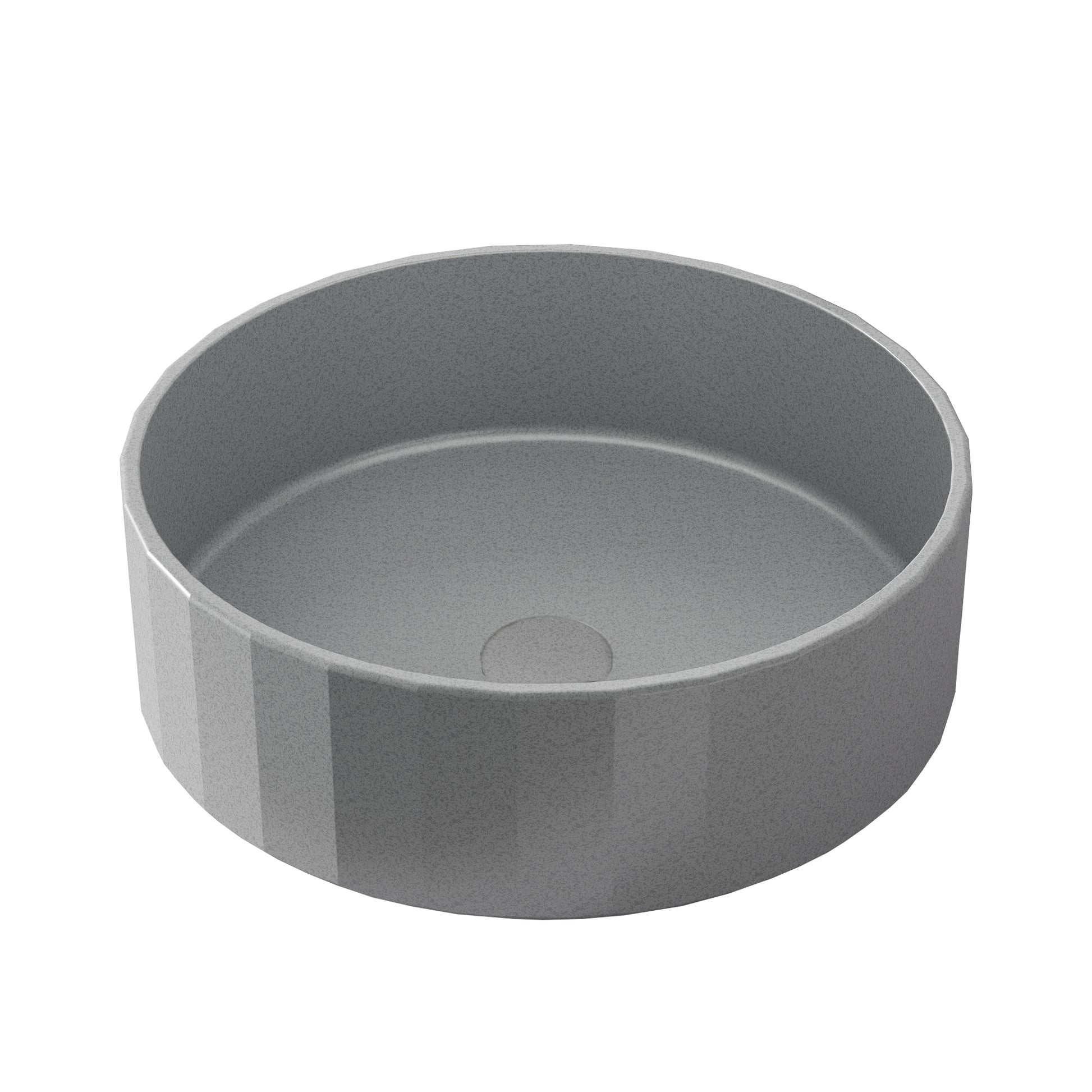 17in Bathroom Concrete Round Vessel Sink with Drainer in Black Earth / Mottled Bluish Grey / Taupe Clay