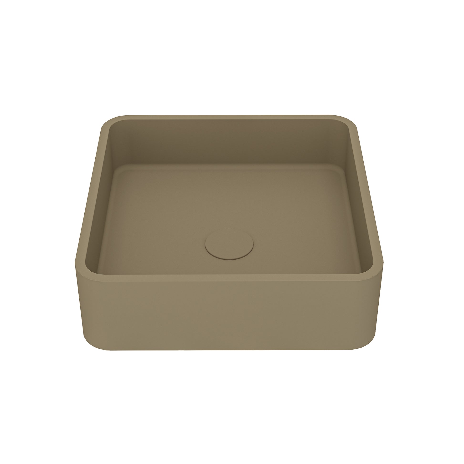 15in Bathroom Concrete Square Vessel Sink with Drainer in Mottled Bluish Grey / Cold Concrete Grey / Taupe Clay