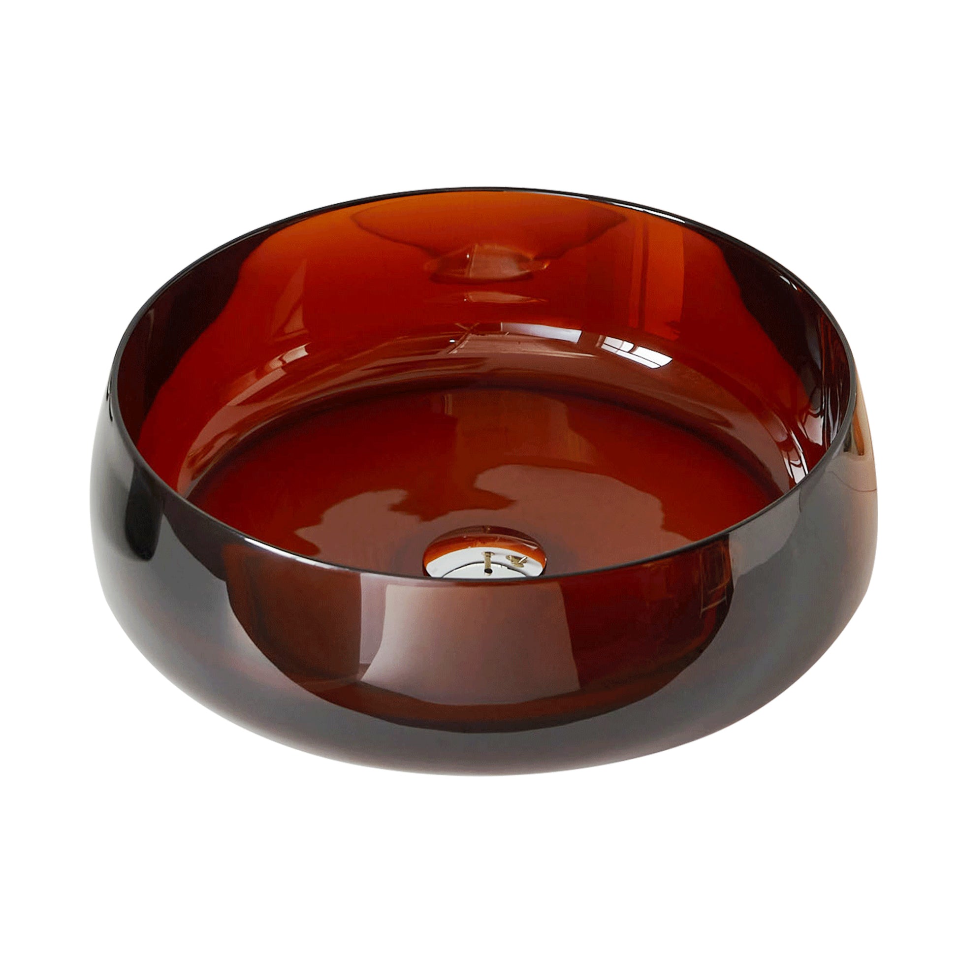 17.7" Round Transparent Resin Bathroom Vessel Sink with Drainer