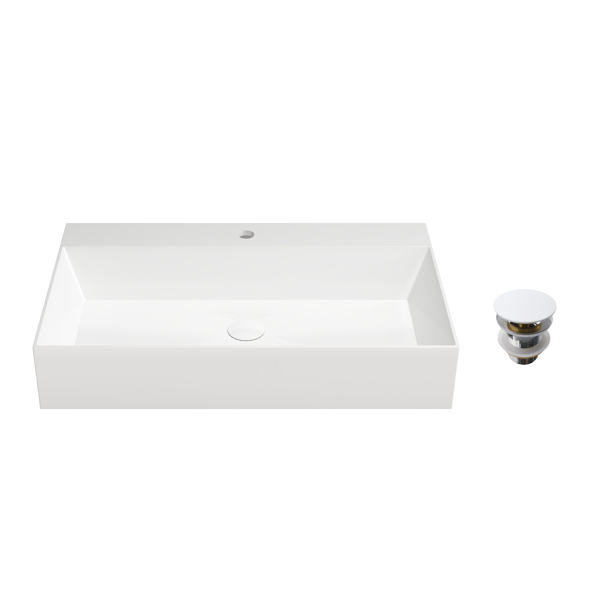 30"/42" Solid Surface Sink Wall Mount Stone Resin Bathroom Sink
