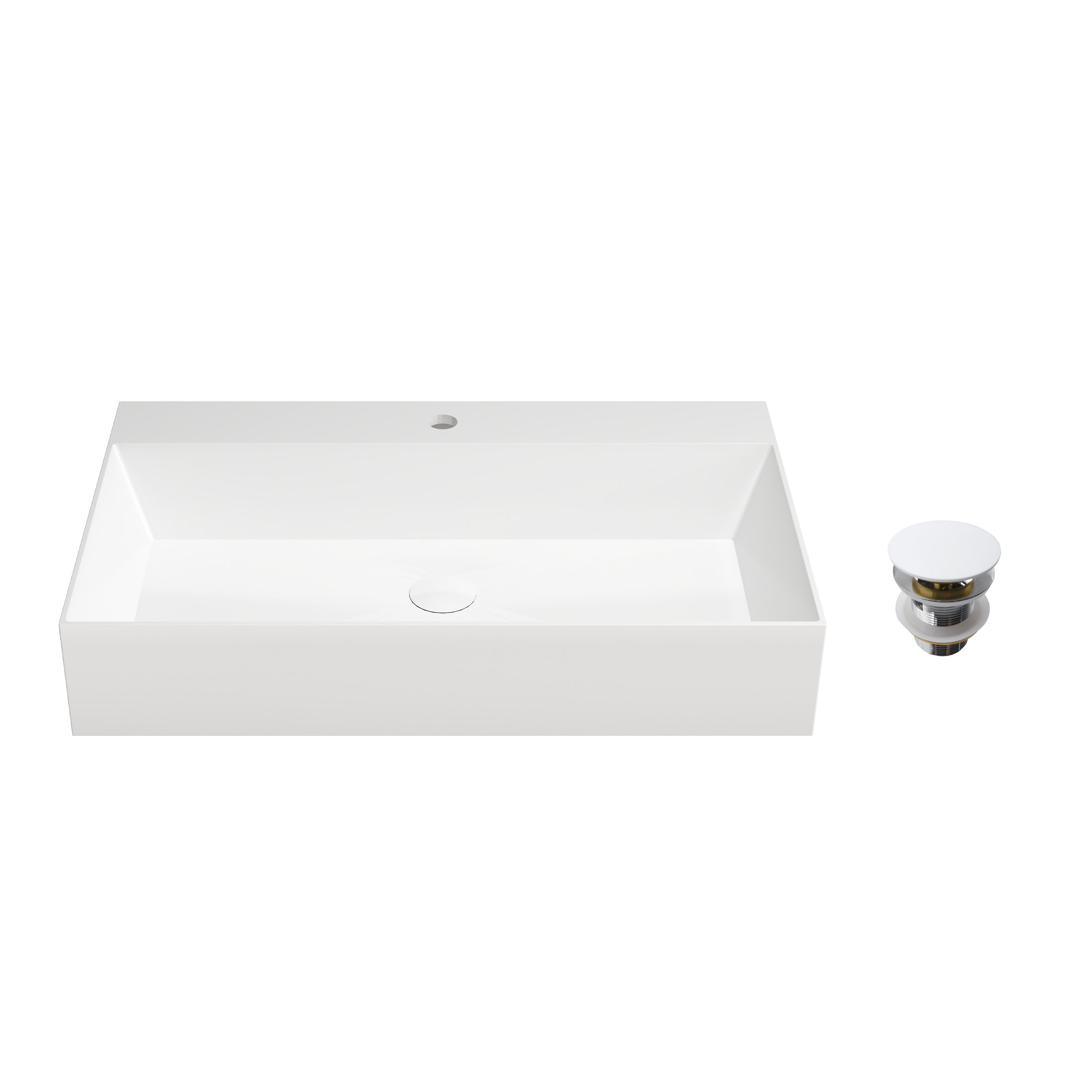 30"/42" Solid Surface Sink Wall Mount Stone Resin Bathroom Sink