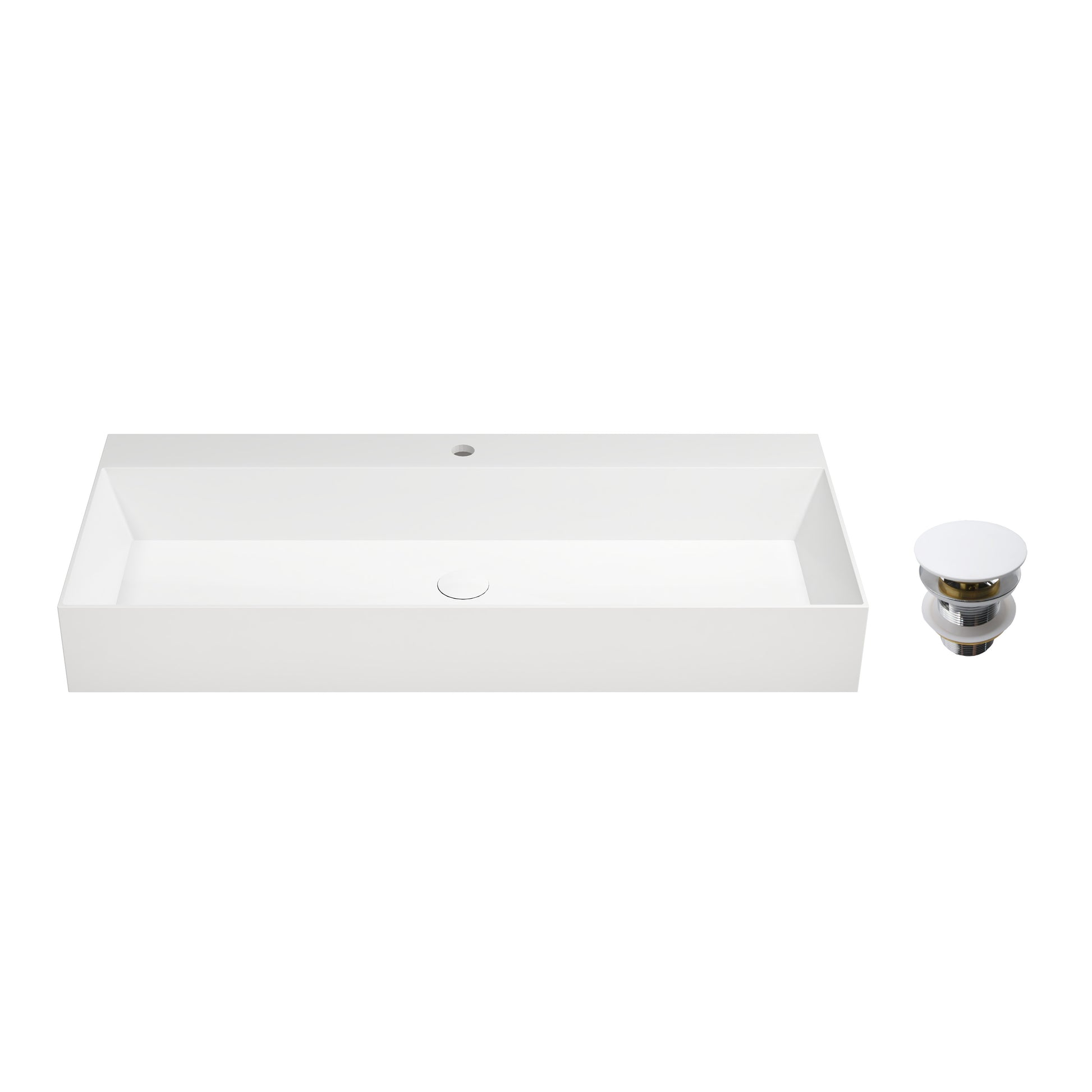 30"/42" Solid Surface Sink Wall Mount Stone Resin Bathroom Sink
