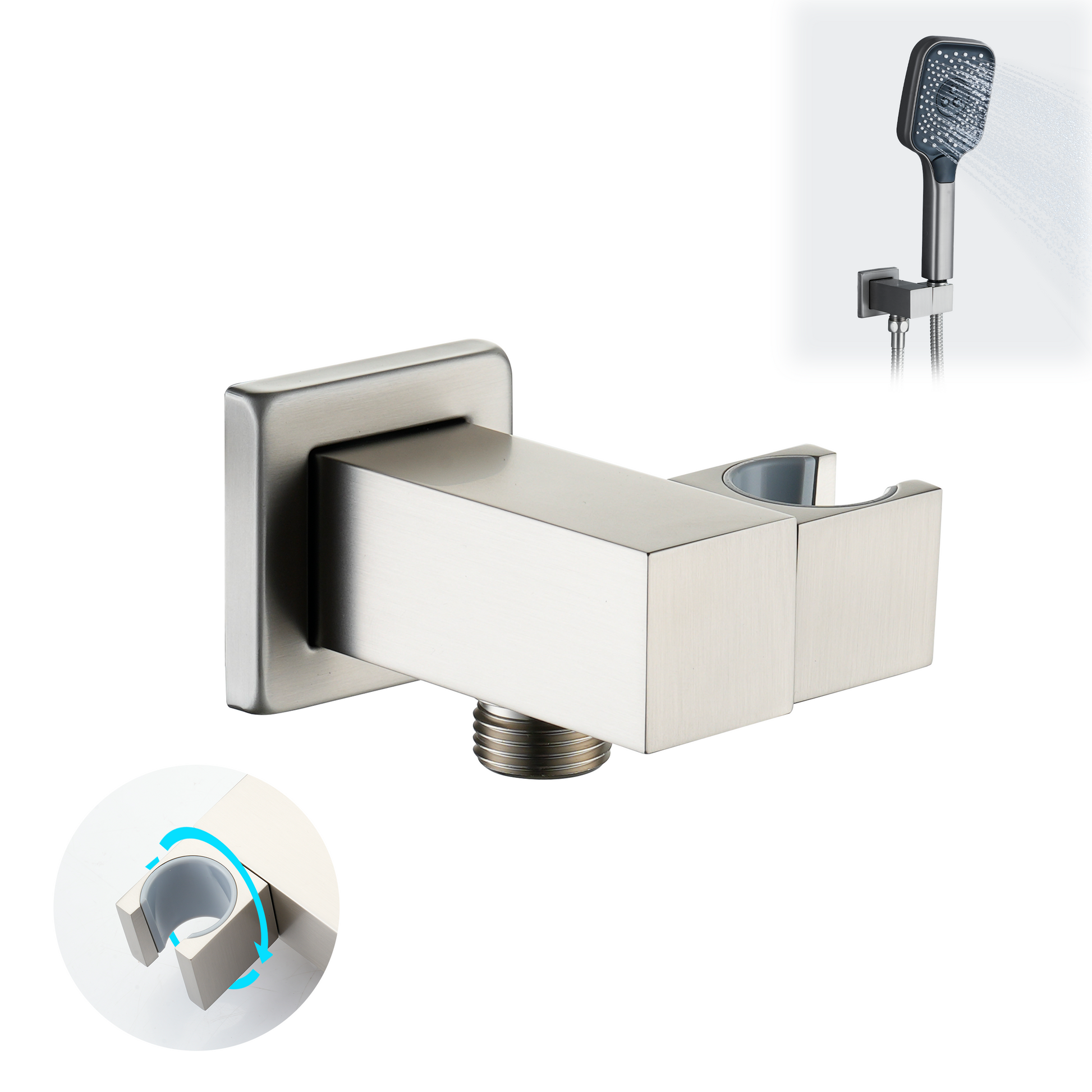 Square Brass Handheld Shower Holder with Adjustable Angle