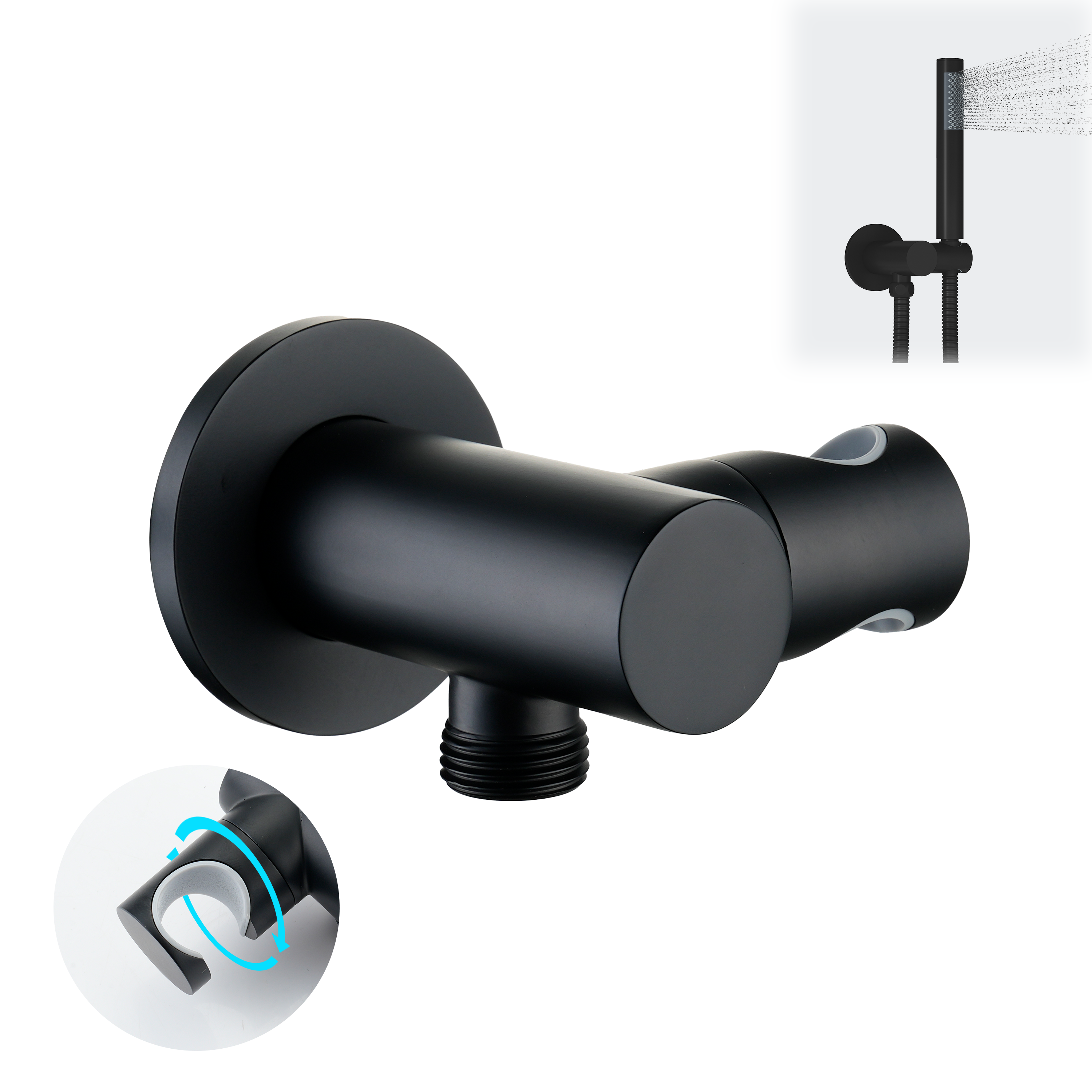 Wall Mount Round Handheld Shower Holder with Adjustable Angle