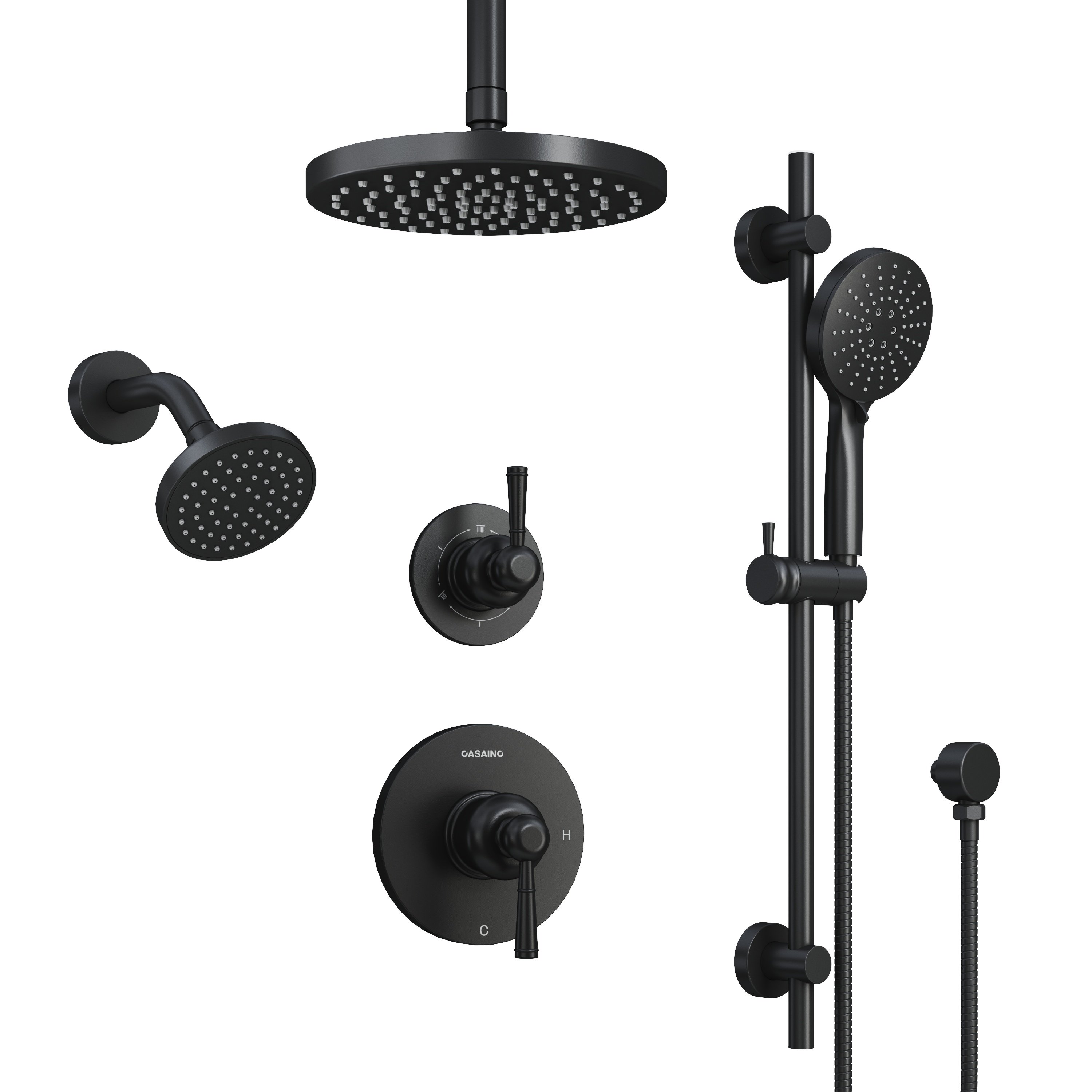 8-inch 3-Function Dual Shower Head System with 6 Spray Modes and Slide Bar