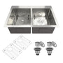 33 Inch Stainless Steel Topmount Kitchen Sink Drop In Workstation Brushed Kitchen Sink 18 Gauge 10 Inch Deep Single Bowl Kitchen Sink with Drainer and Drain Rack