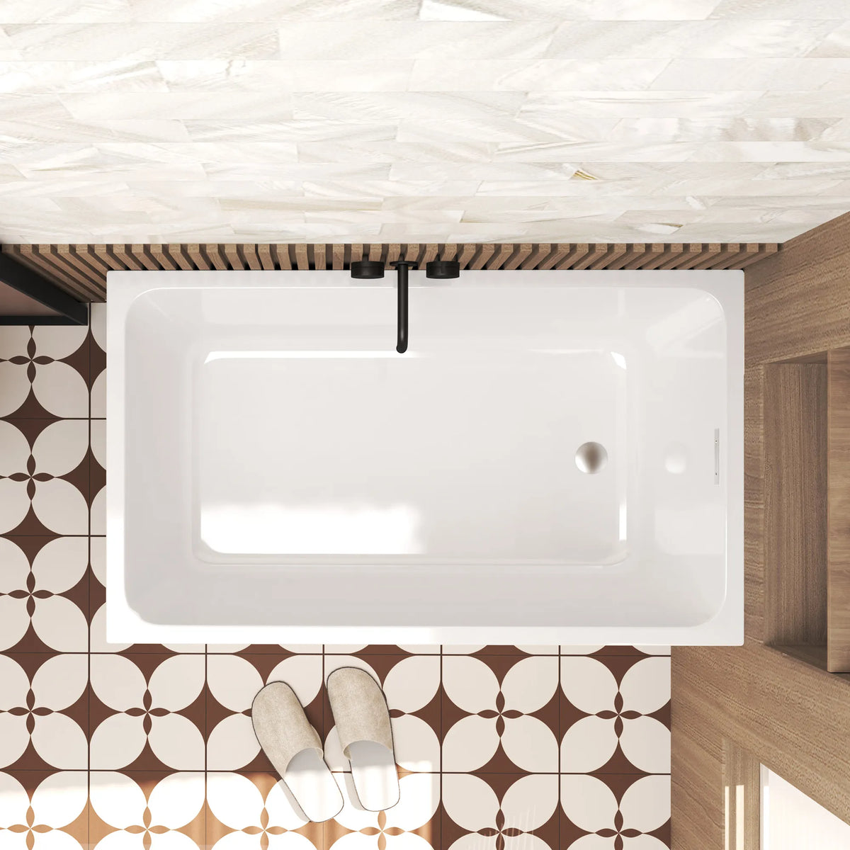 47" Gloss White Acrylic Freestanding Bathtub with Optional Built-In Seat, Chrome Overflow and Pop-Up Drain