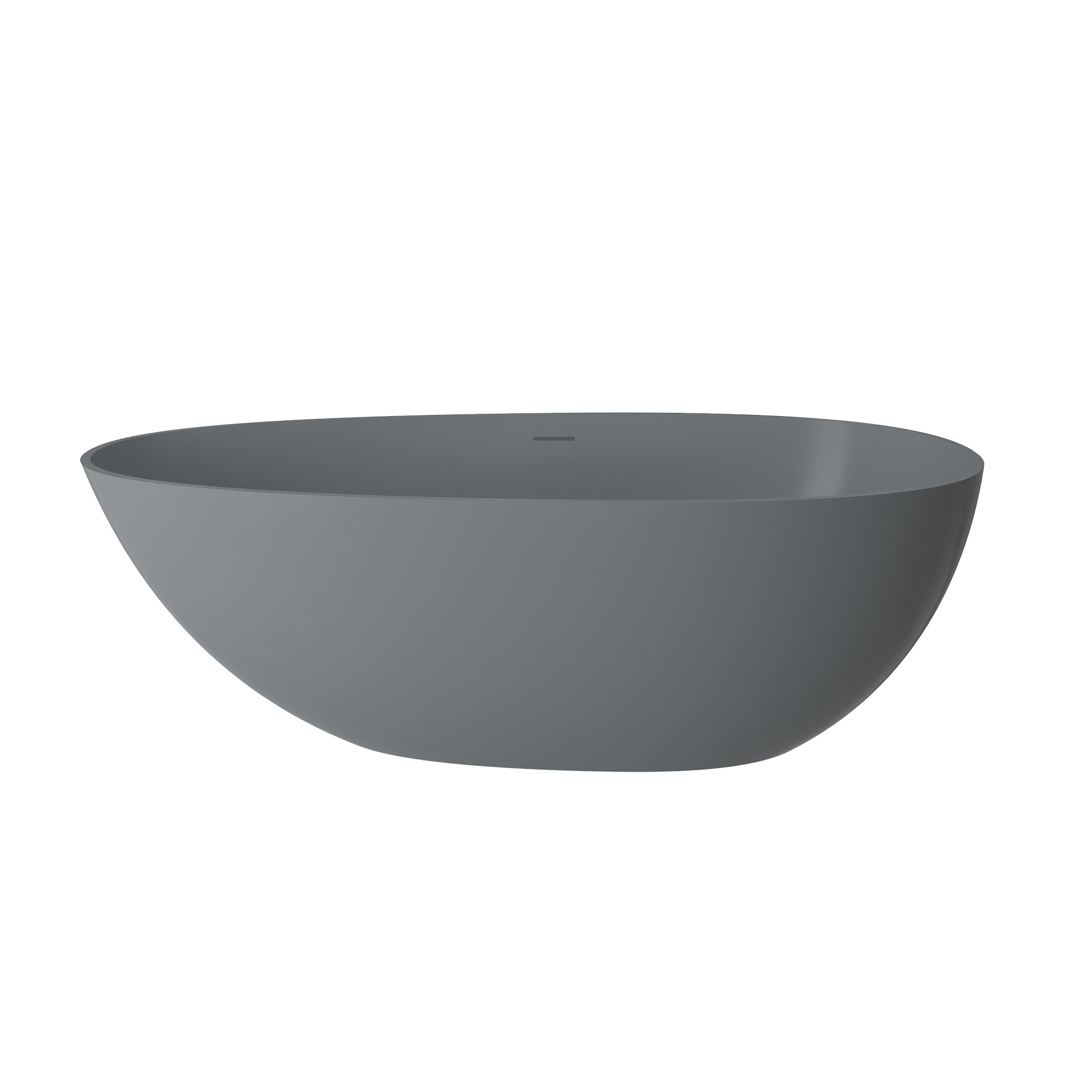 67" Solid Surface Freestanding Bathtub, Egg Shell Shaped Stone Resin Matte Tubs, Contemporary Oval Soaking Tub with Overflow and Center Drain, Matte Black, Matte Grey