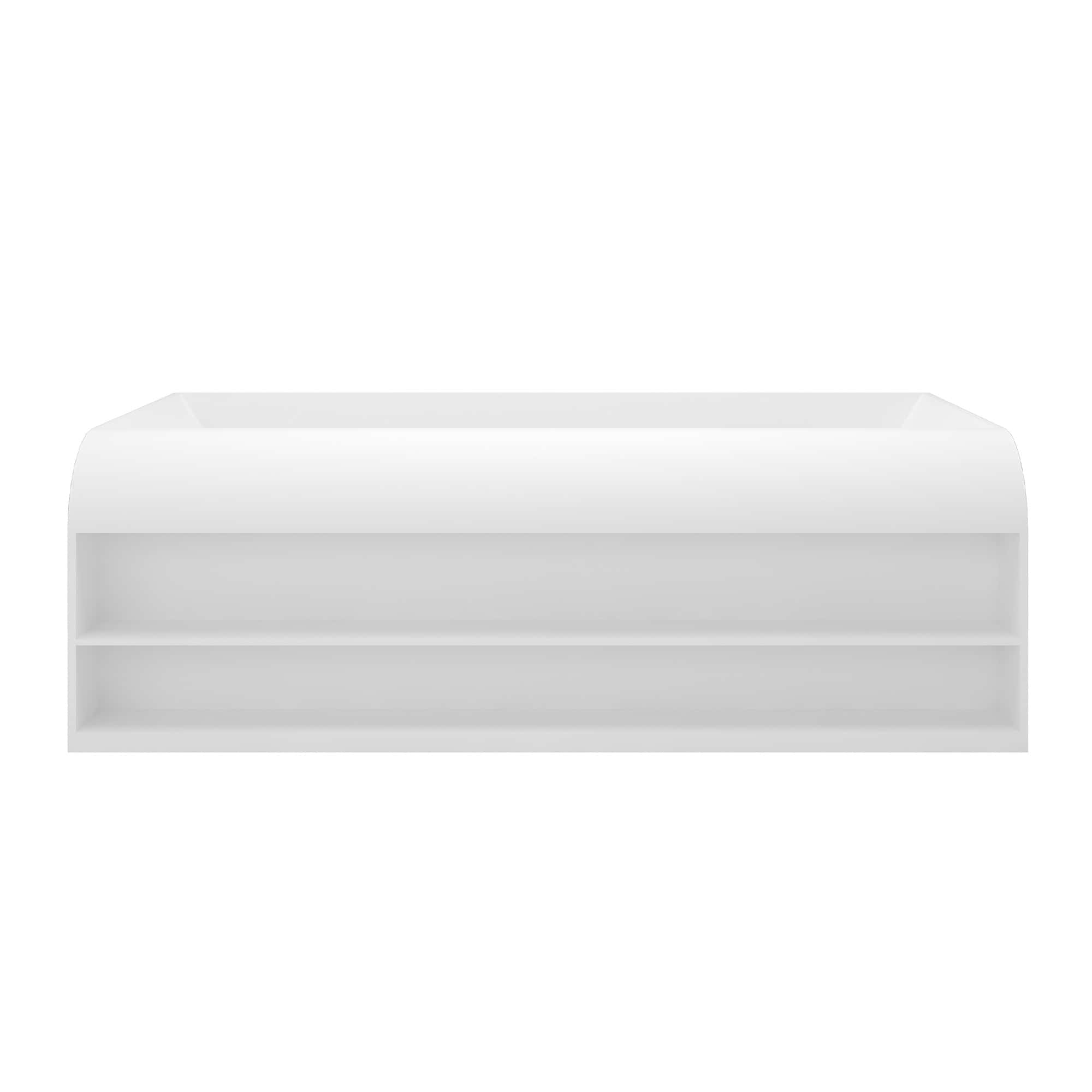 69 Inch Matte White Freestanding Solid Surface Tub with Side Shelves