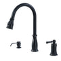 3-Hole Widespread Single-Handle Kitchen Faucet with 360° Swivel and 3-Function Spray